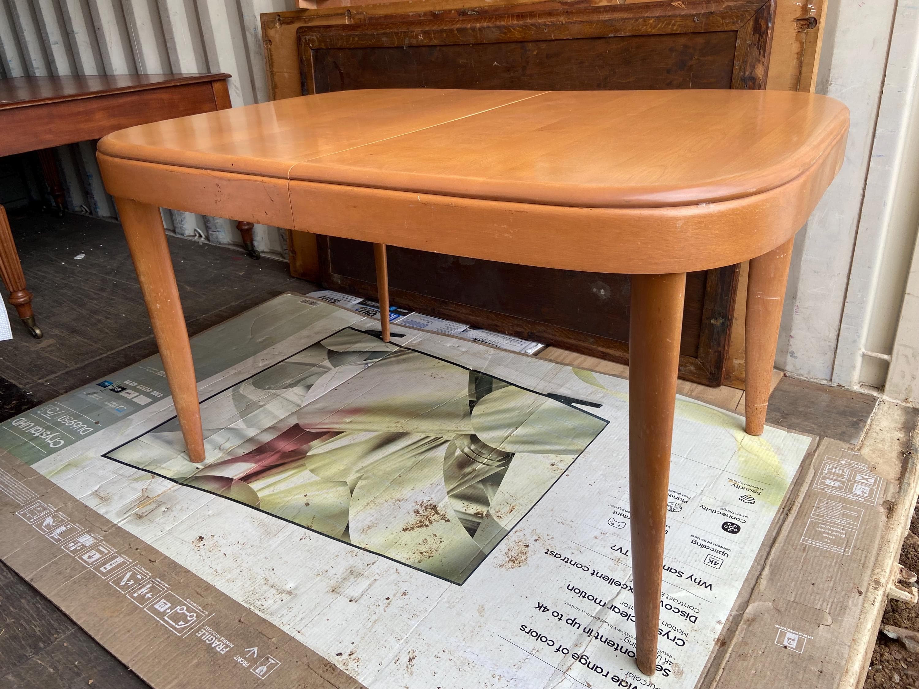 heywood wakefield mid century modern dining table with leaf 64”/34”/29” - Image 1