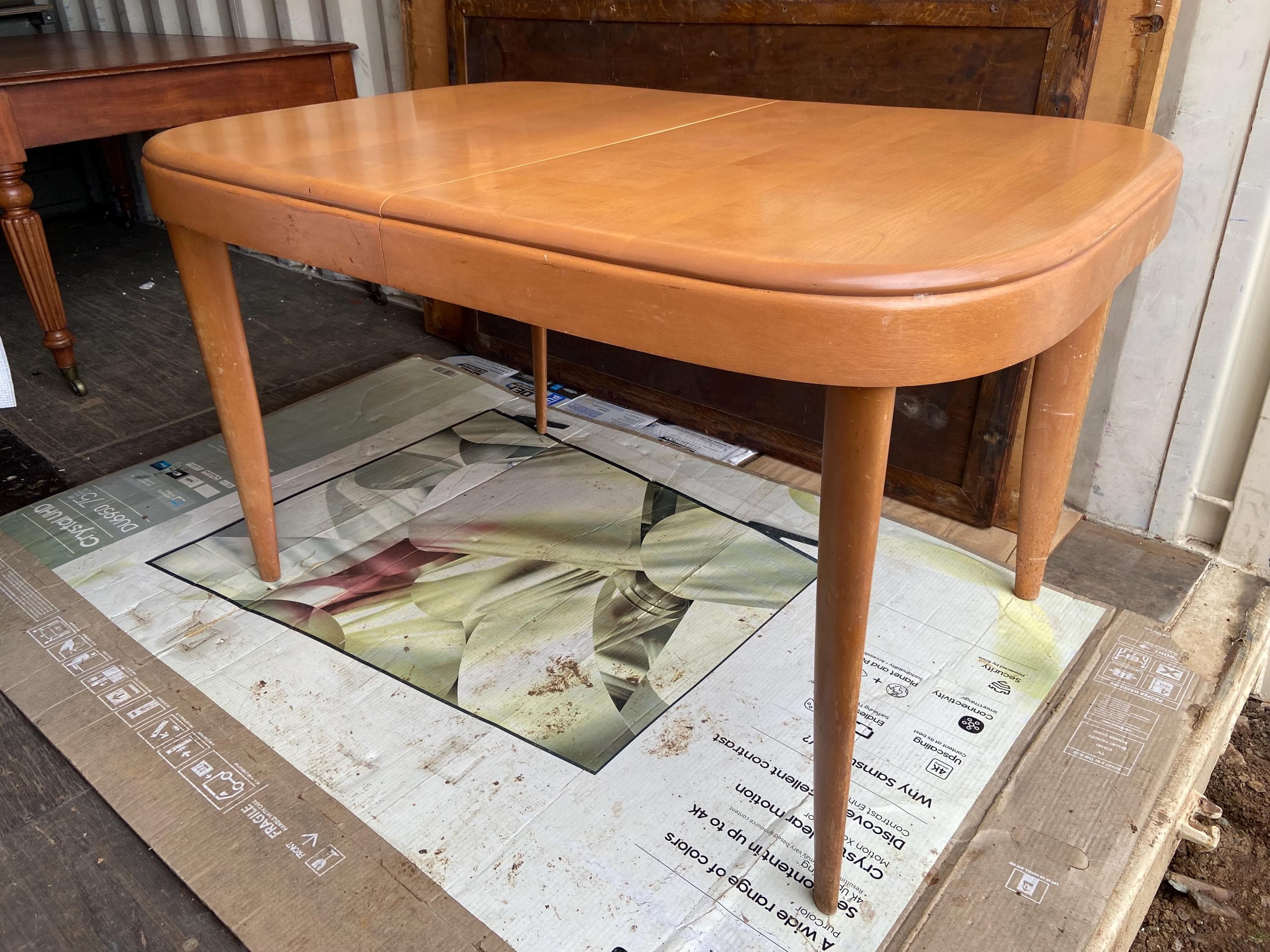heywood wakefield mid century modern dining table with leaf 64”/34”/29” - Thumbnail 10