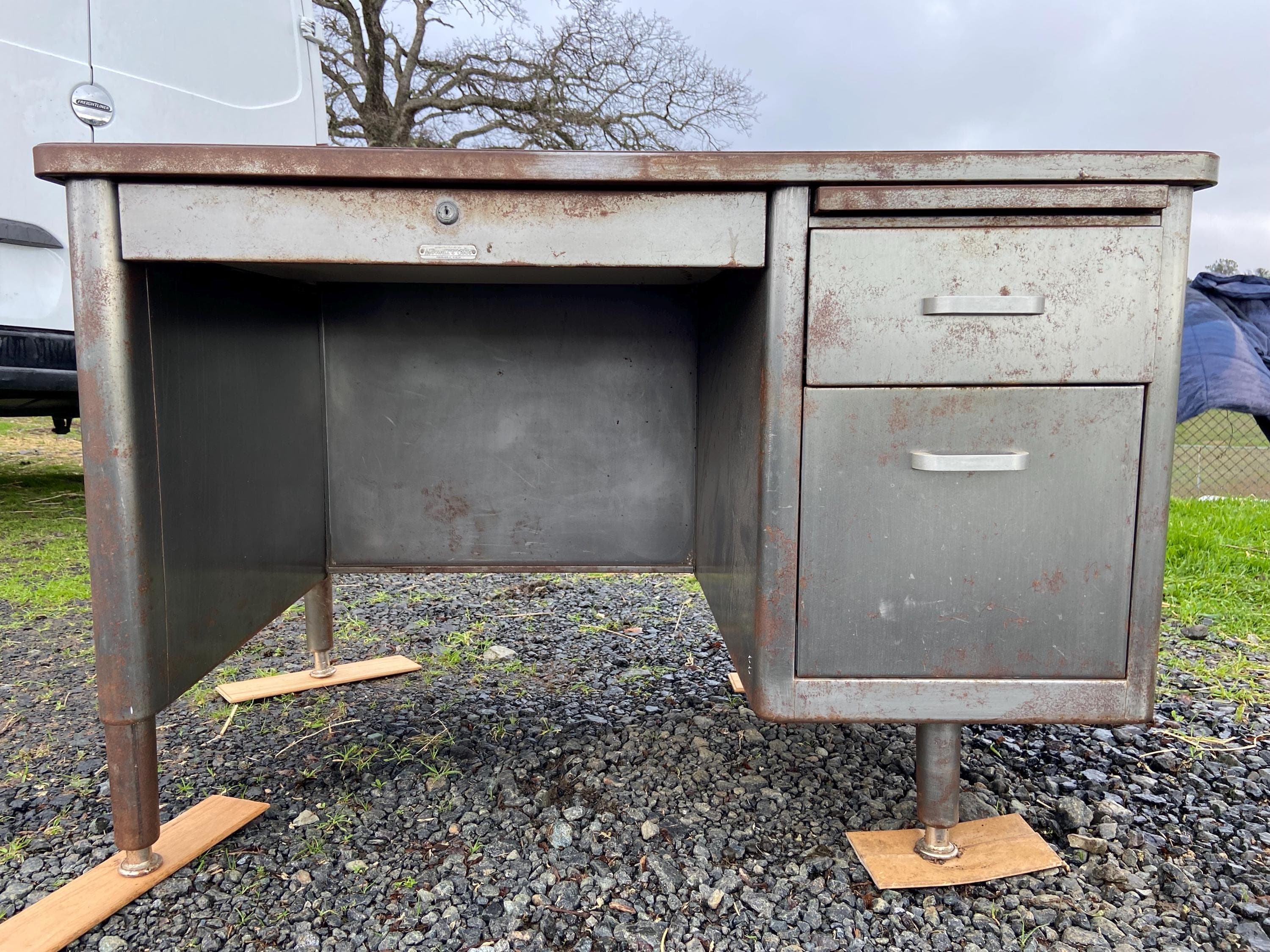McDowell And Craig Vintage INDUSTRIAL Tanker Desk With Patina Or Restore It - Image 1