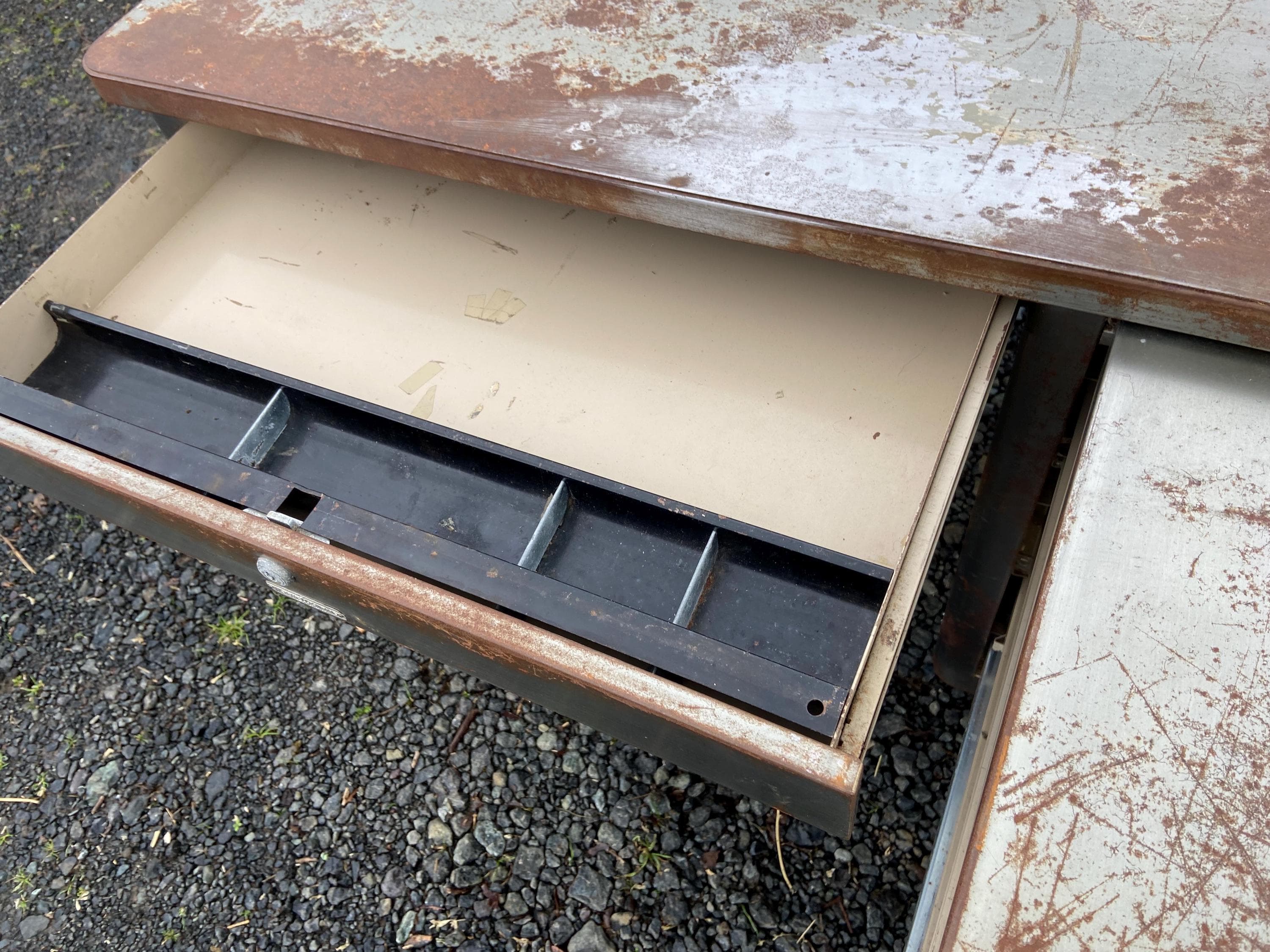 McDowell And Craig Vintage INDUSTRIAL Tanker Desk With Patina Or Restore It - Thumbnail 7