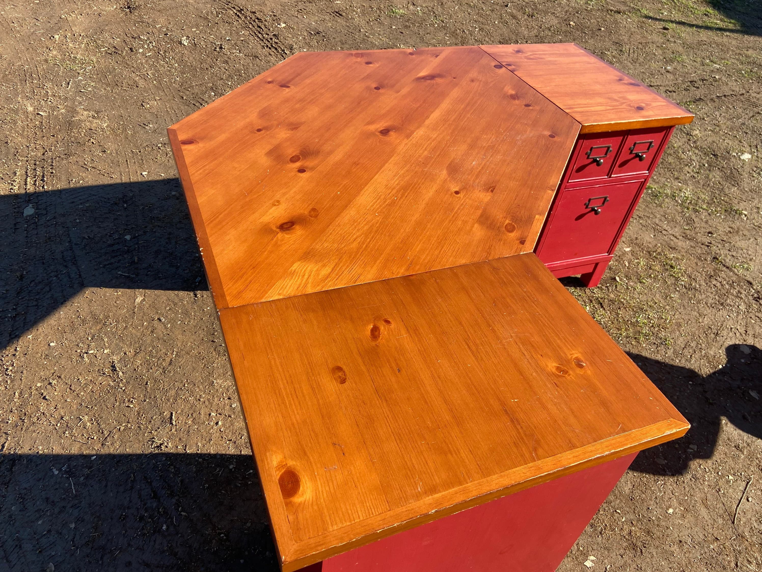 Pottery barn farmhouse rustic distressed wood desk set - Thumbnail 4