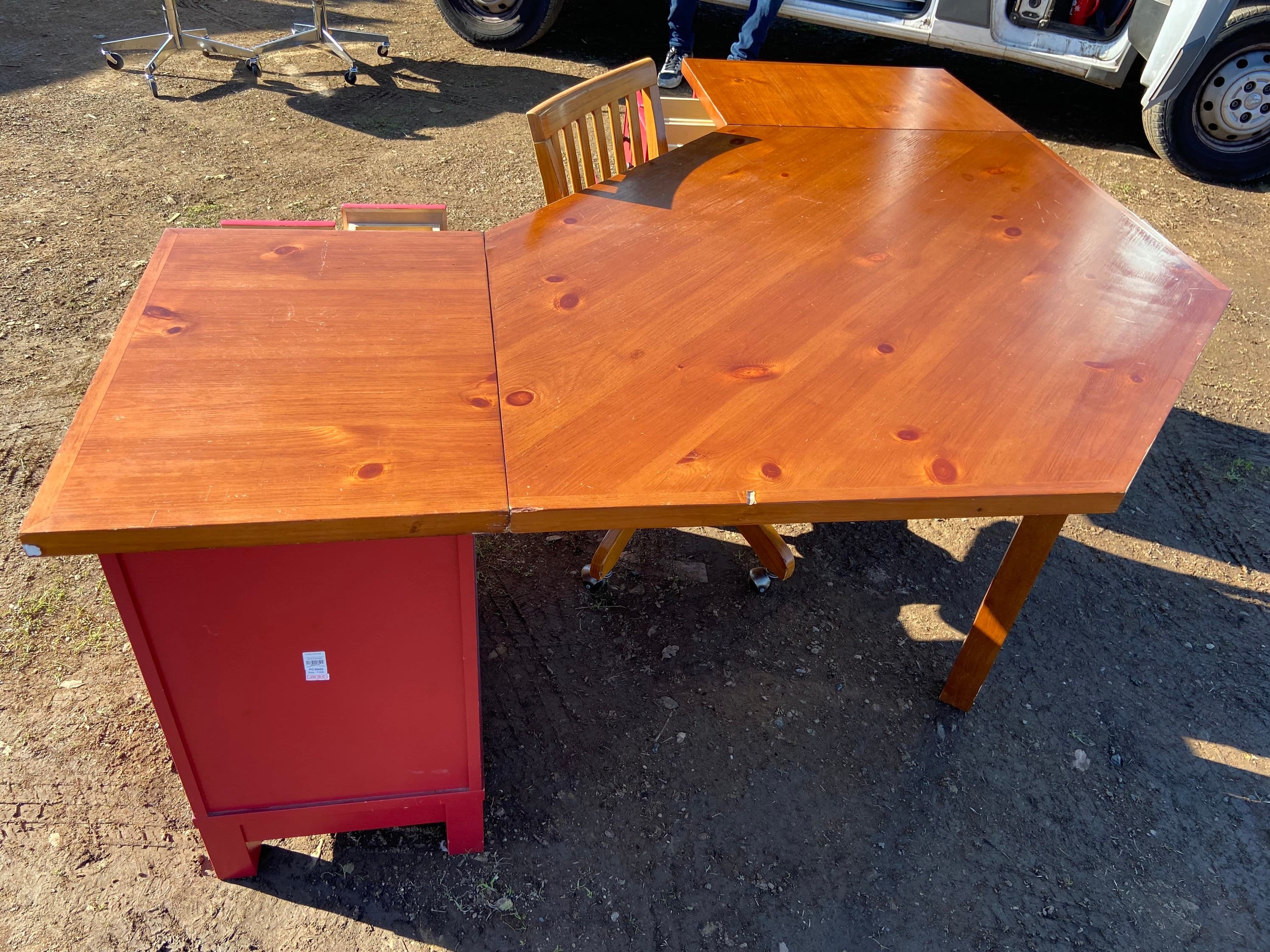 Pottery barn farmhouse rustic distressed wood desk set - Thumbnail 8