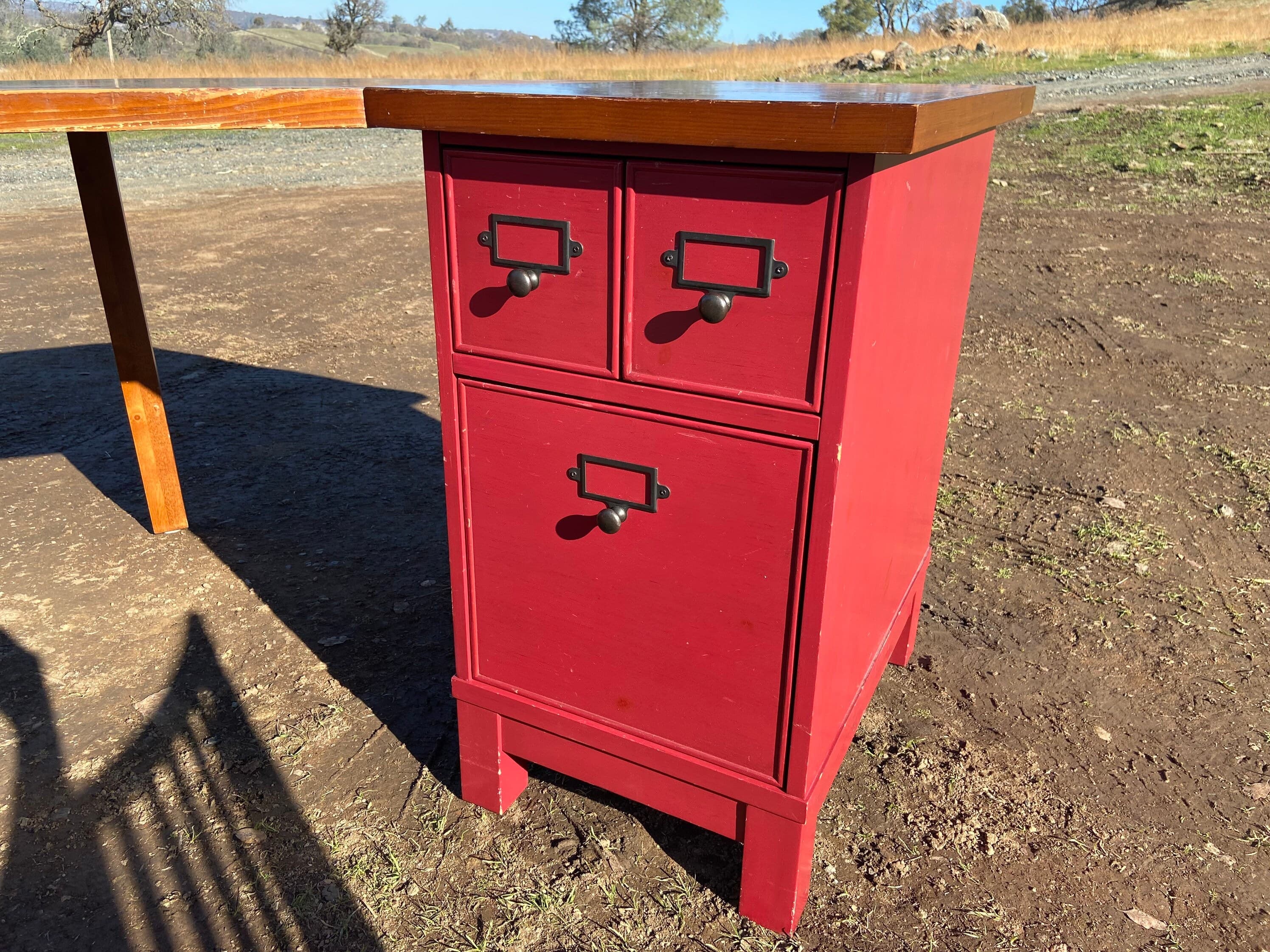 Pottery barn farmhouse rustic distressed wood desk set - Thumbnail 9