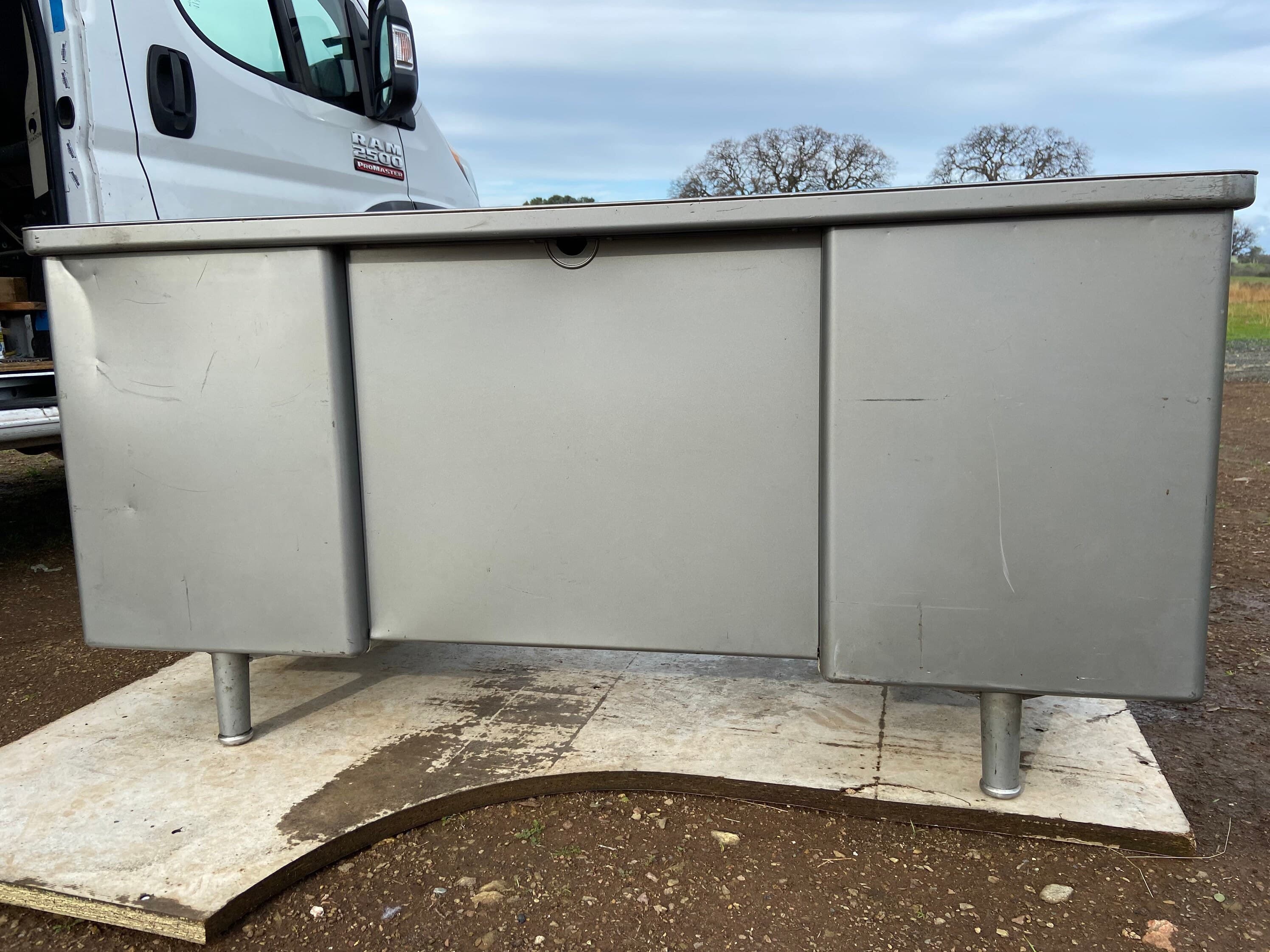 Steelcase vintage mid century modern metal tanker desk with patina - Thumbnail 3