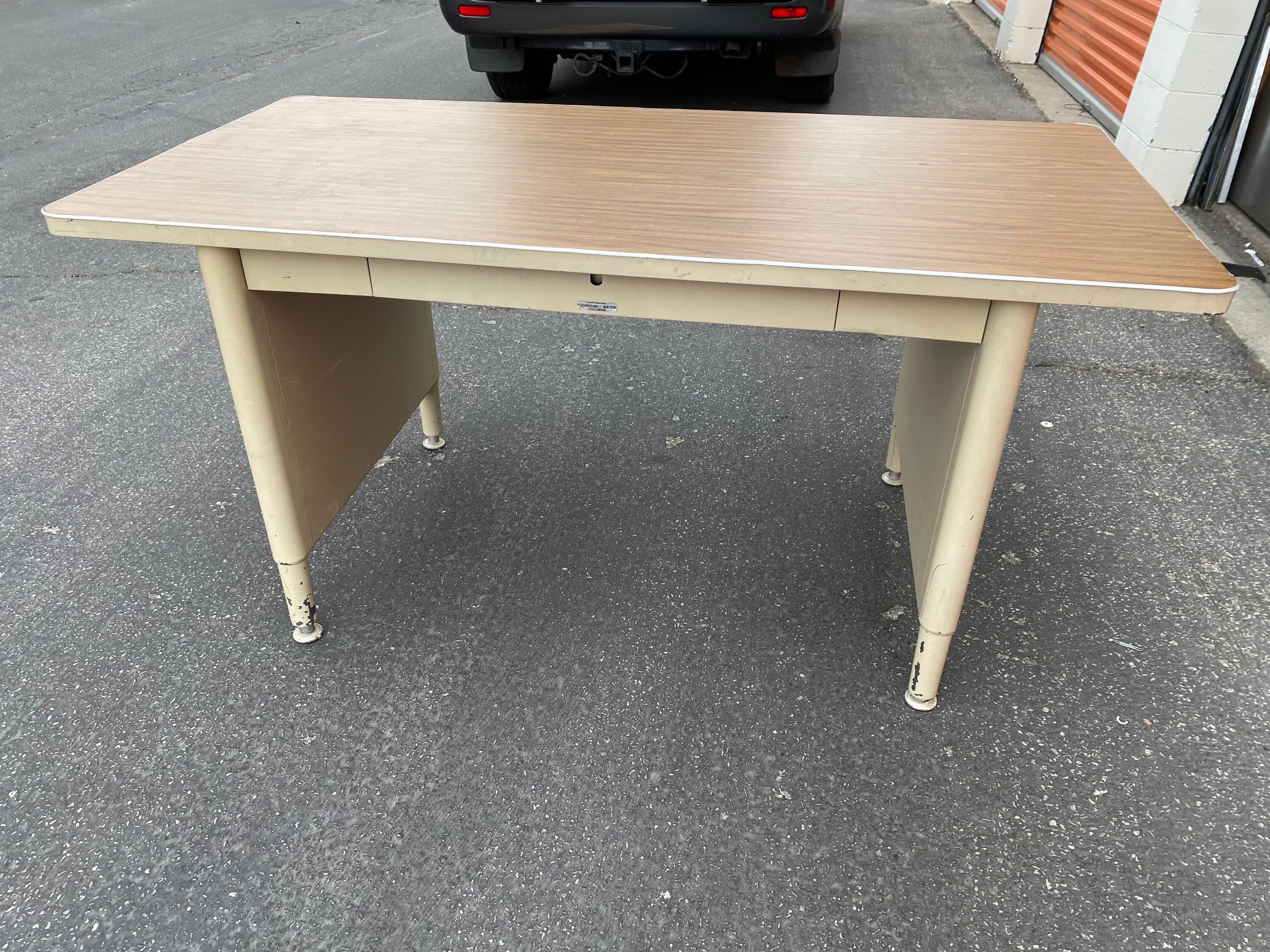 McDowell and Craig vintage metal tanker desk table - Thumbnail 7