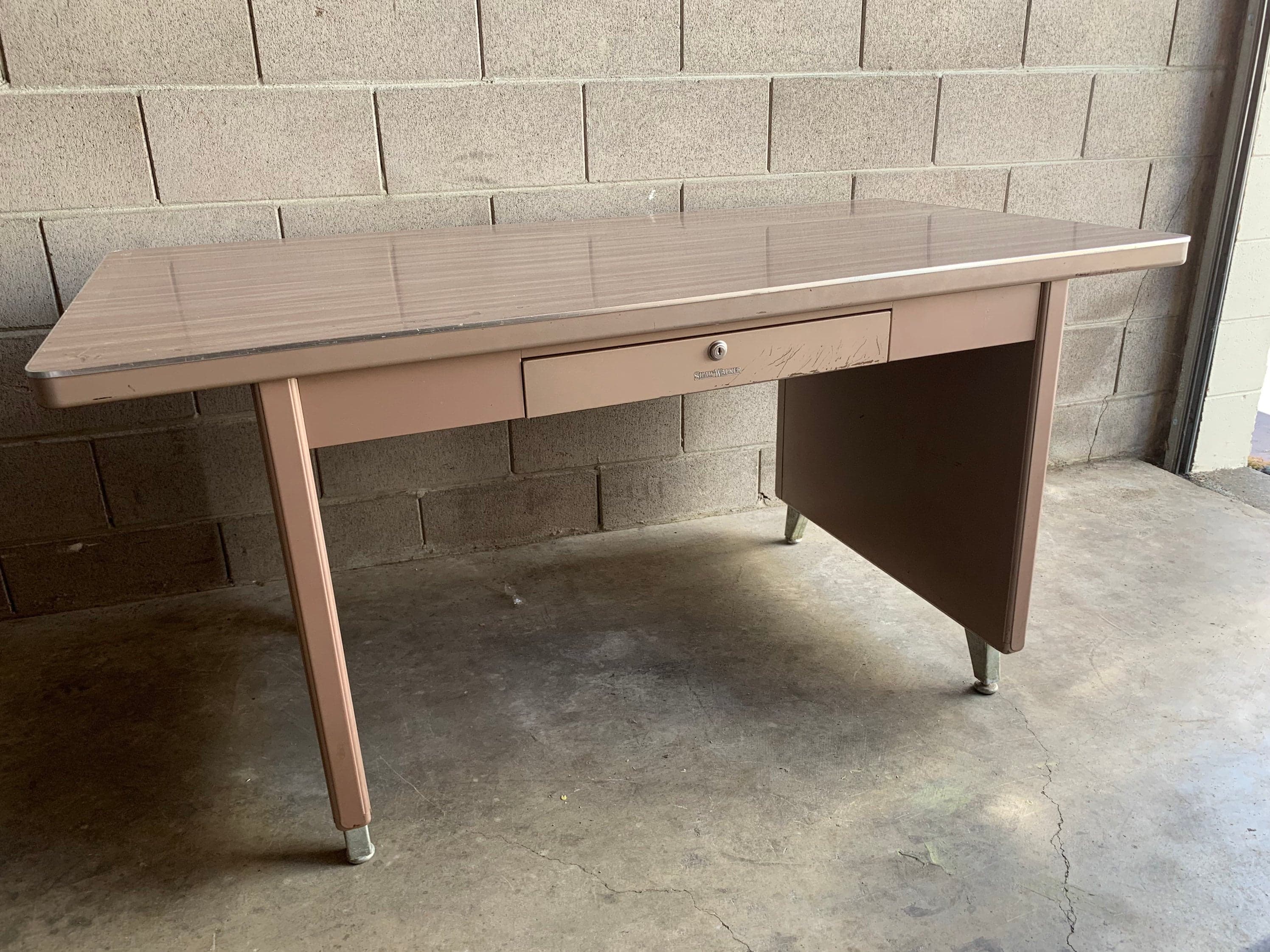 Shaw walker vintage metal tanker desk table - Thumbnail 3