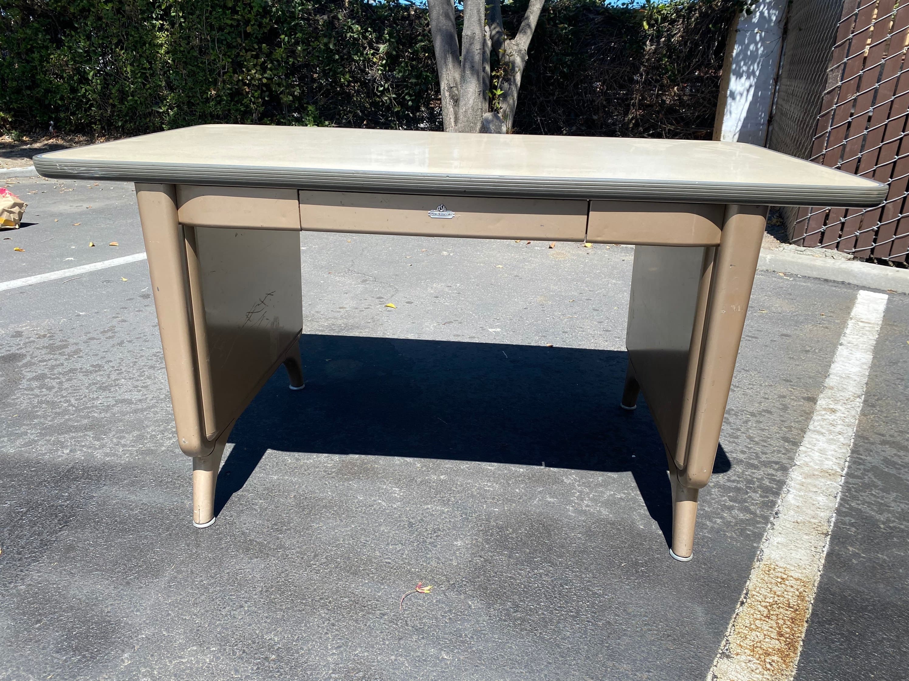 All steel aurora vintage metal tanker desk table - Image 1