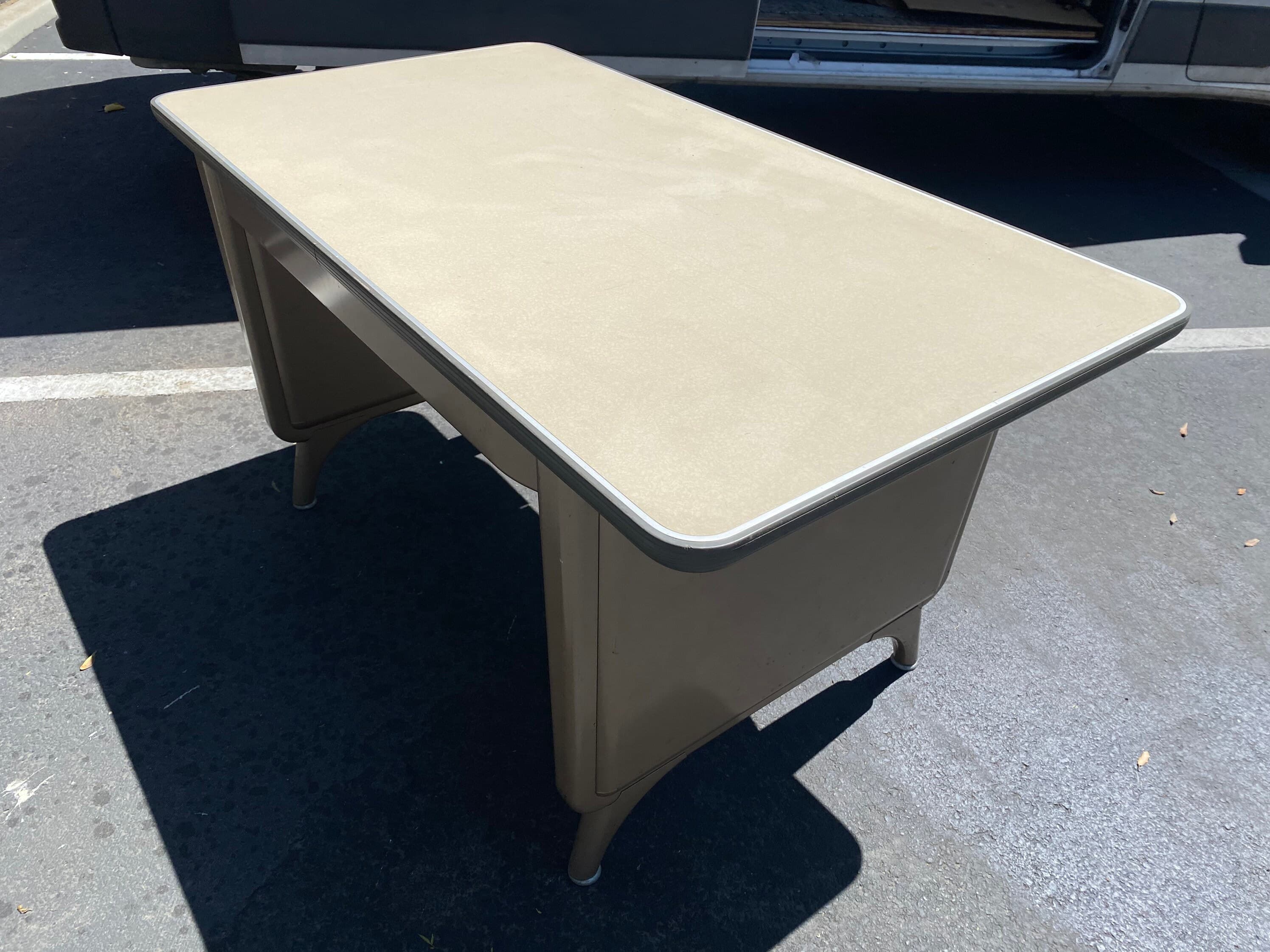 All steel aurora vintage metal tanker desk table - Thumbnail 2