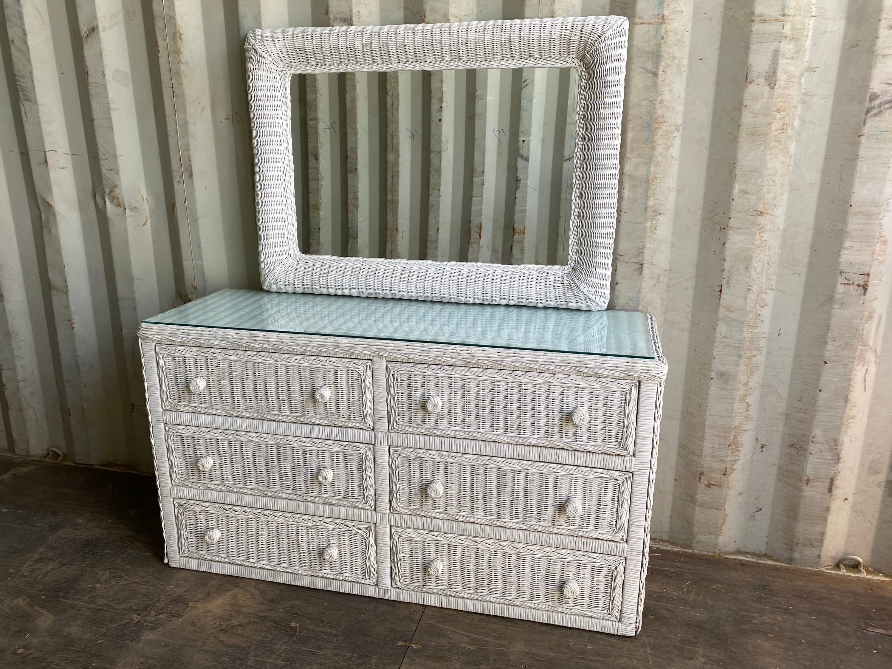 Vintage wicker dresser set - Image 1