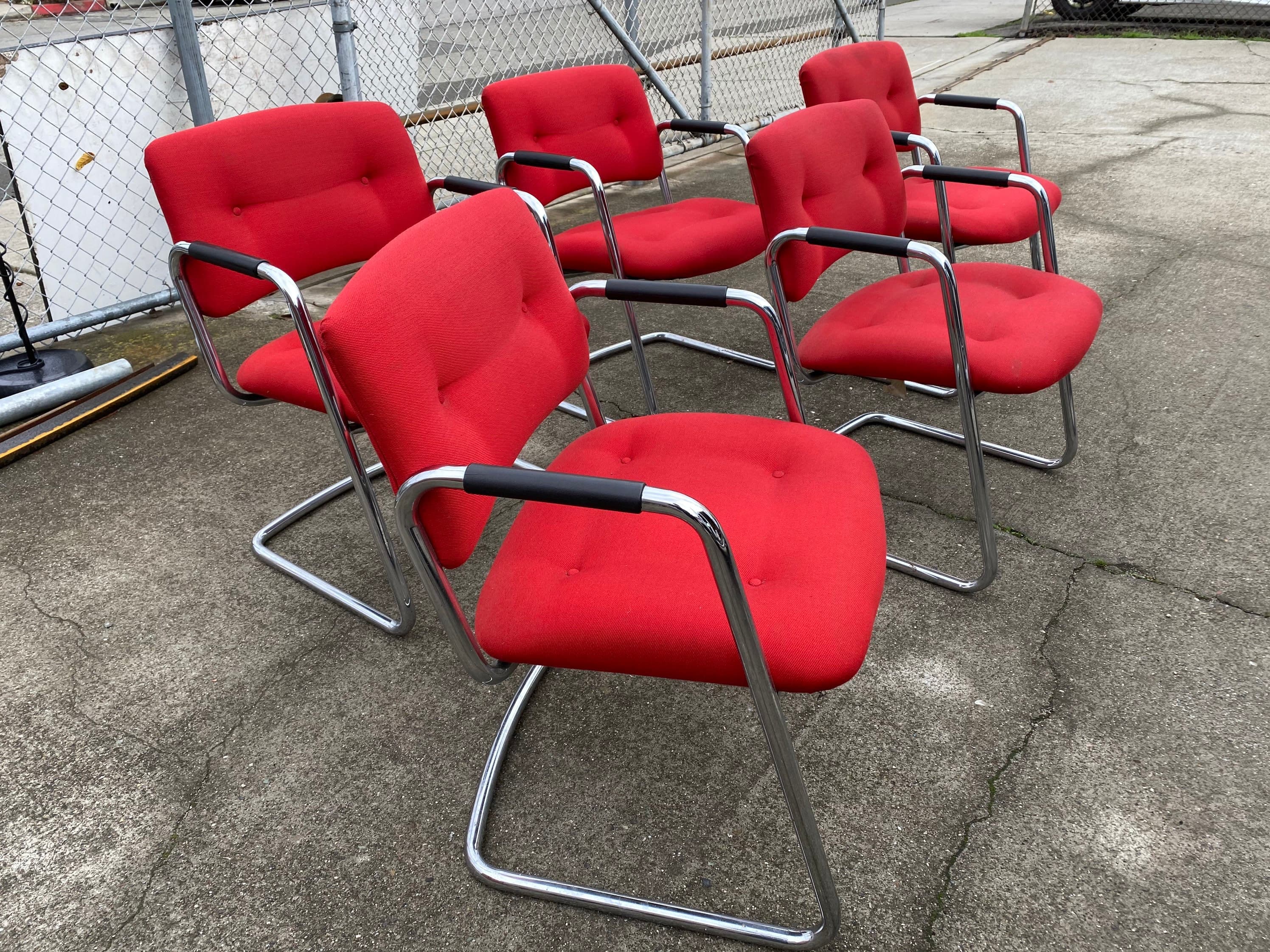 Steelcase vintage Cantilever armchairs set of 5 - Thumbnail 8