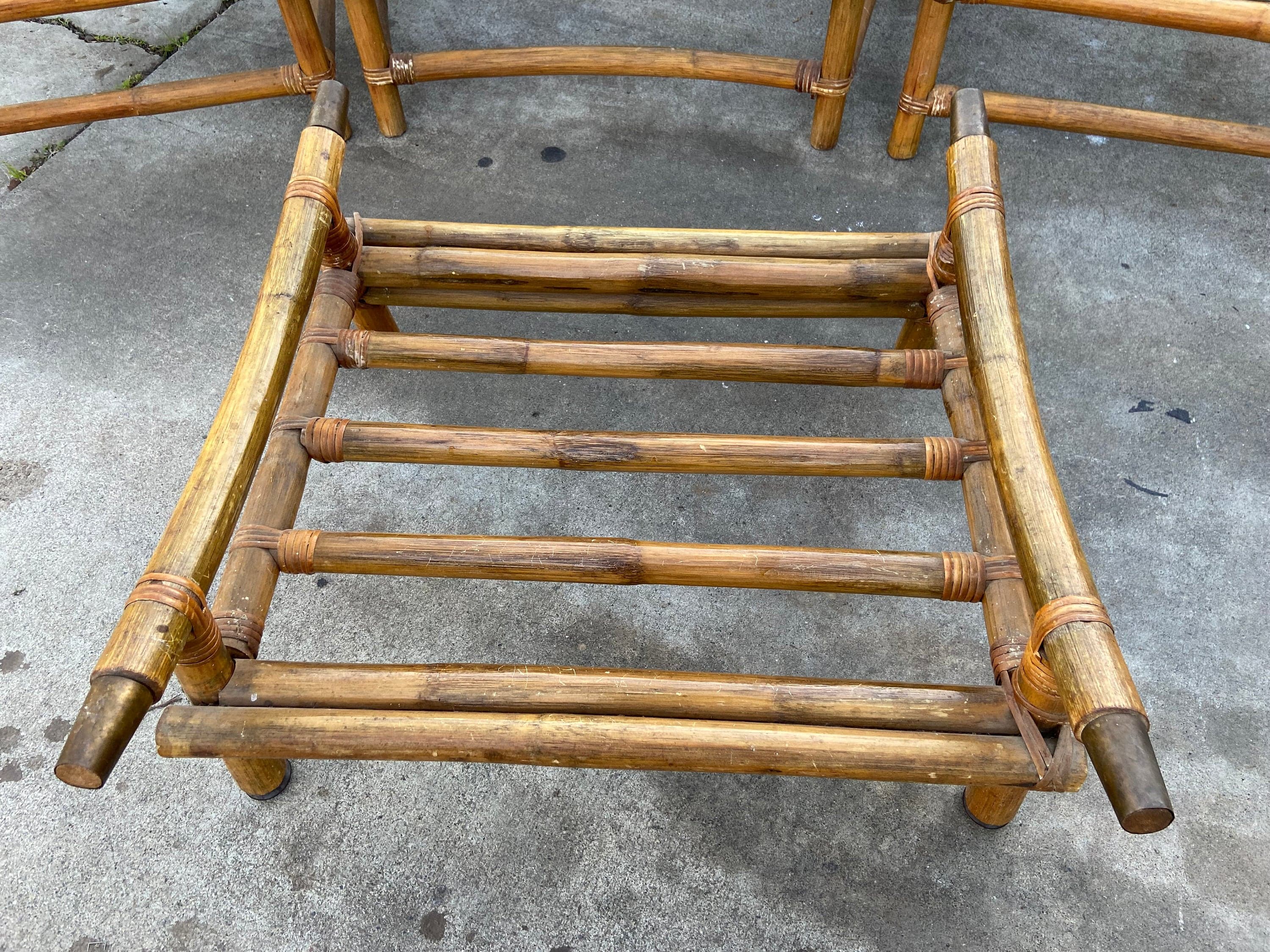 Vintage bamboo rattan sofa frame set no cushions - Thumbnail 7