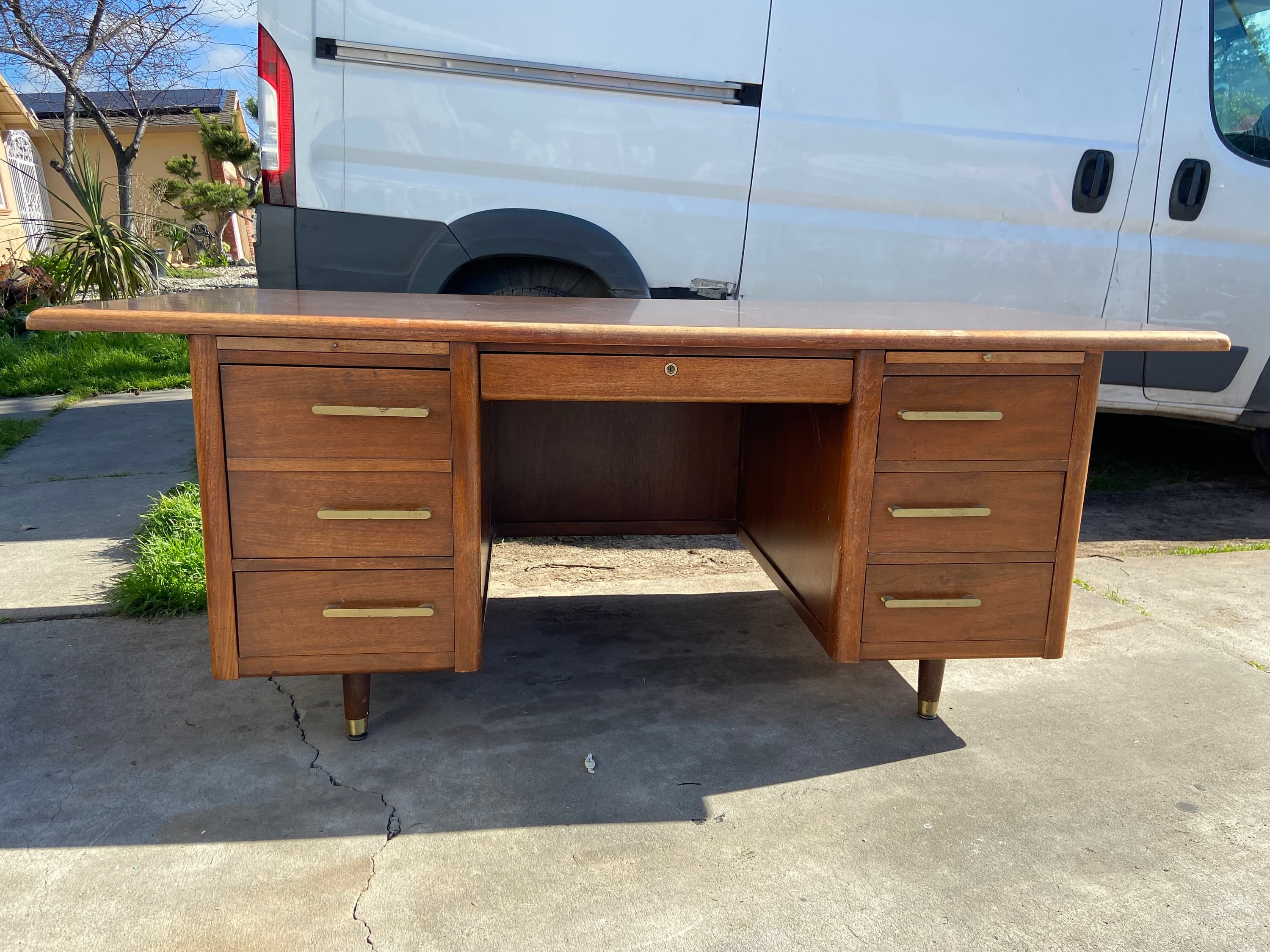 Vintage mid century modern executive desk - Thumbnail 2