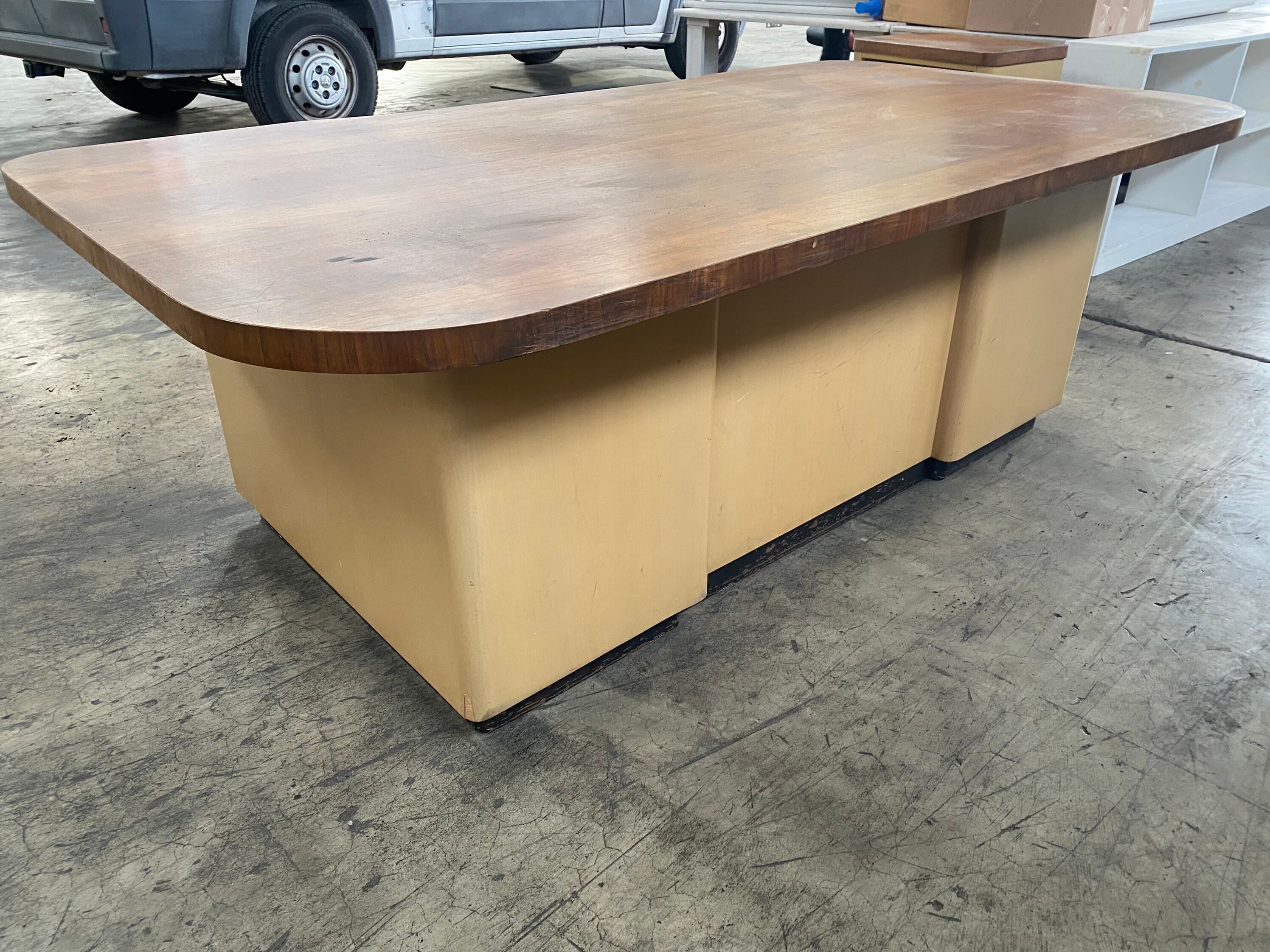 Stow & Davis vintage mid century modern tanker antique desk - Thumbnail 3