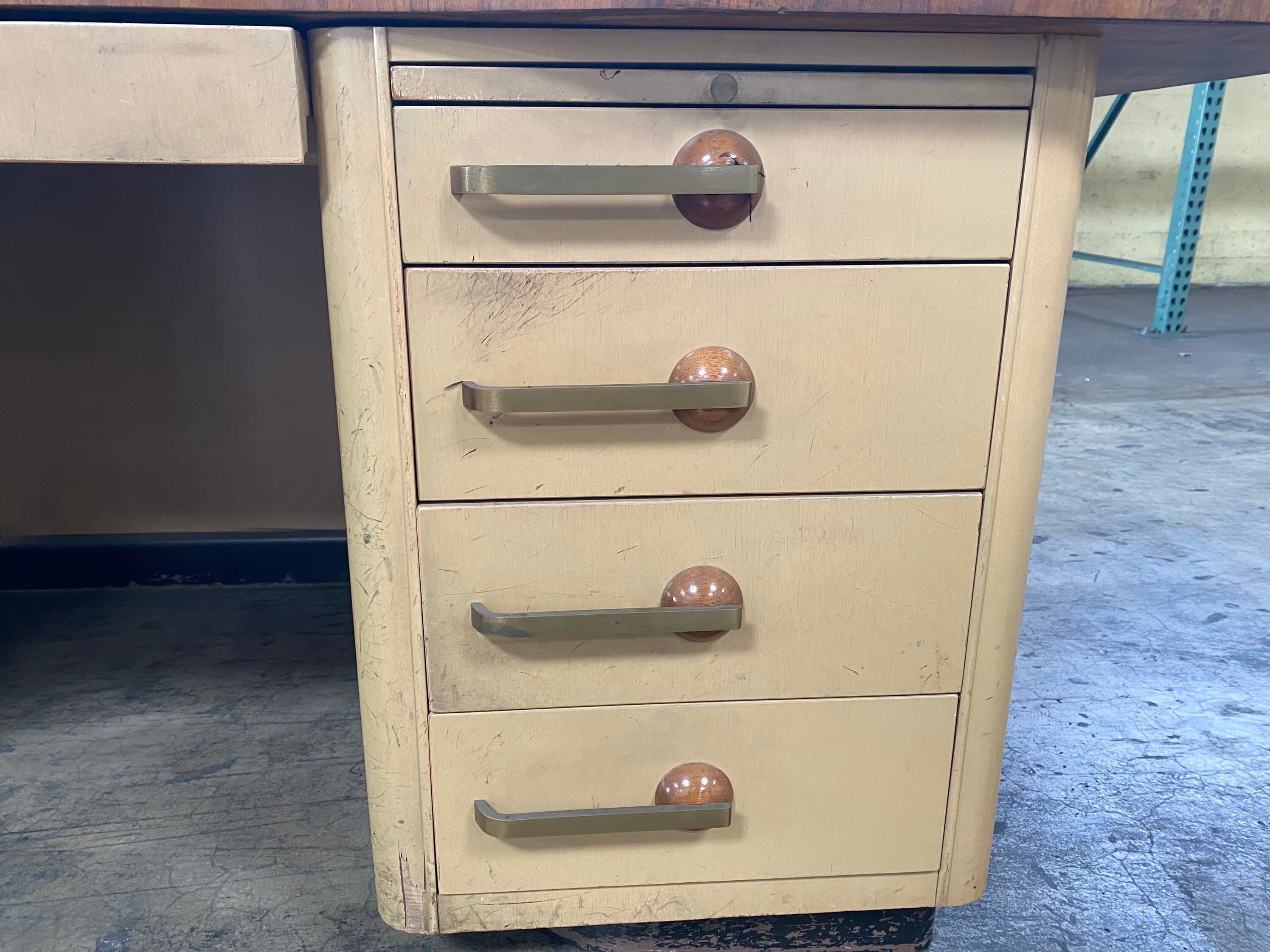 Stow & Davis vintage mid century modern tanker antique desk - Thumbnail 8