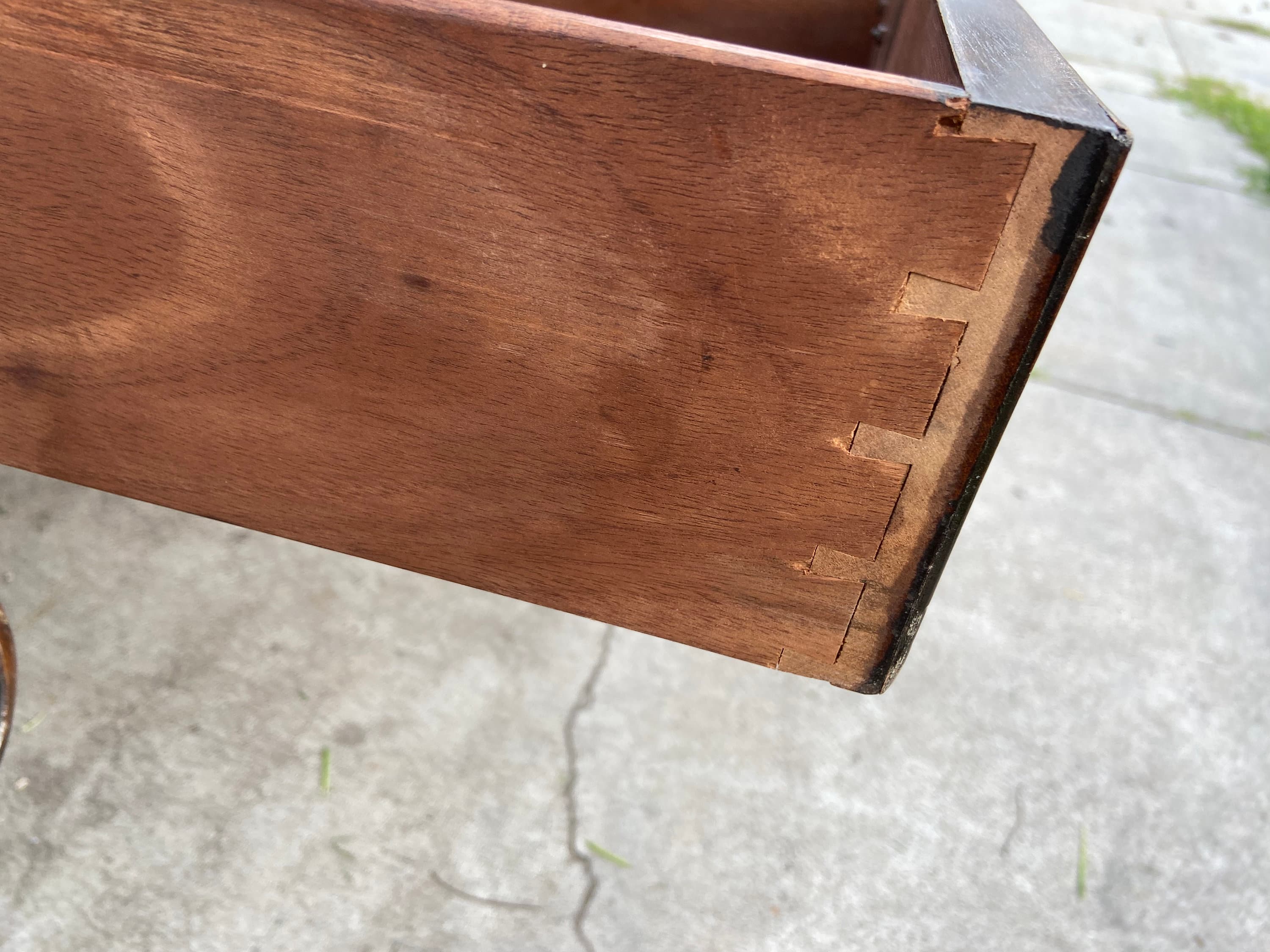 Antique English leather top partners desk - Thumbnail 8