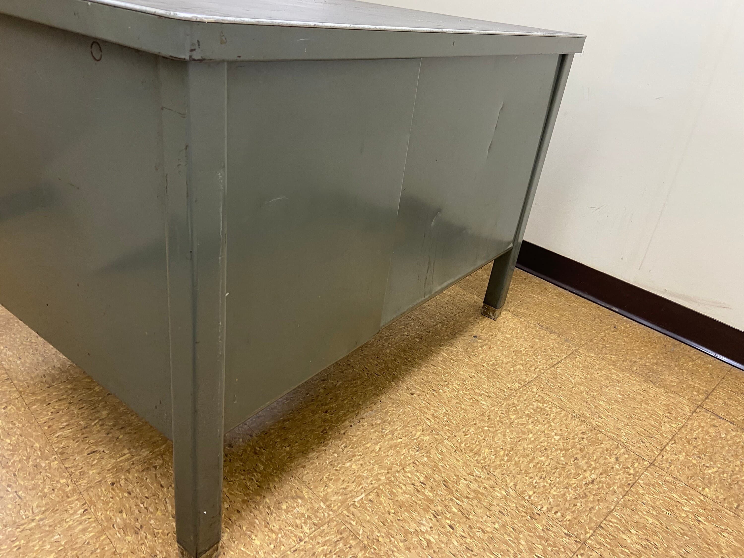 General fireproofing company Vintage mid century modern metal tanker desk - Thumbnail 9