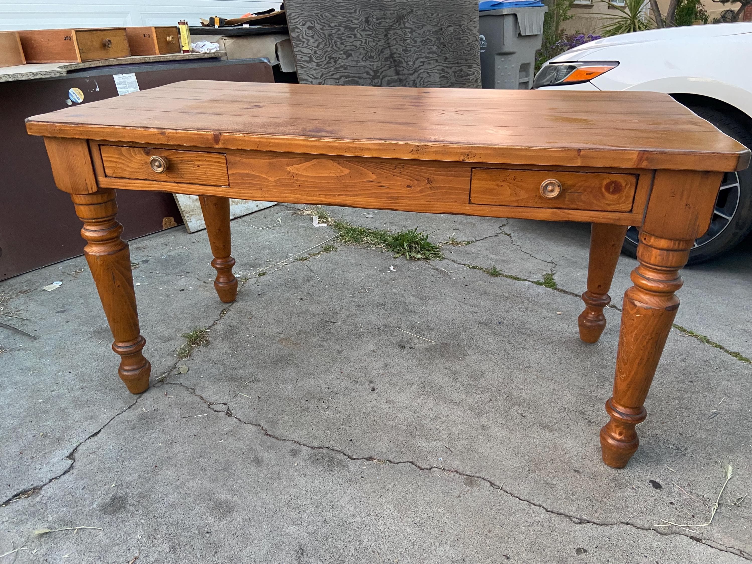 Drexel vintage farmhouse desk table with drawers - Thumbnail 10