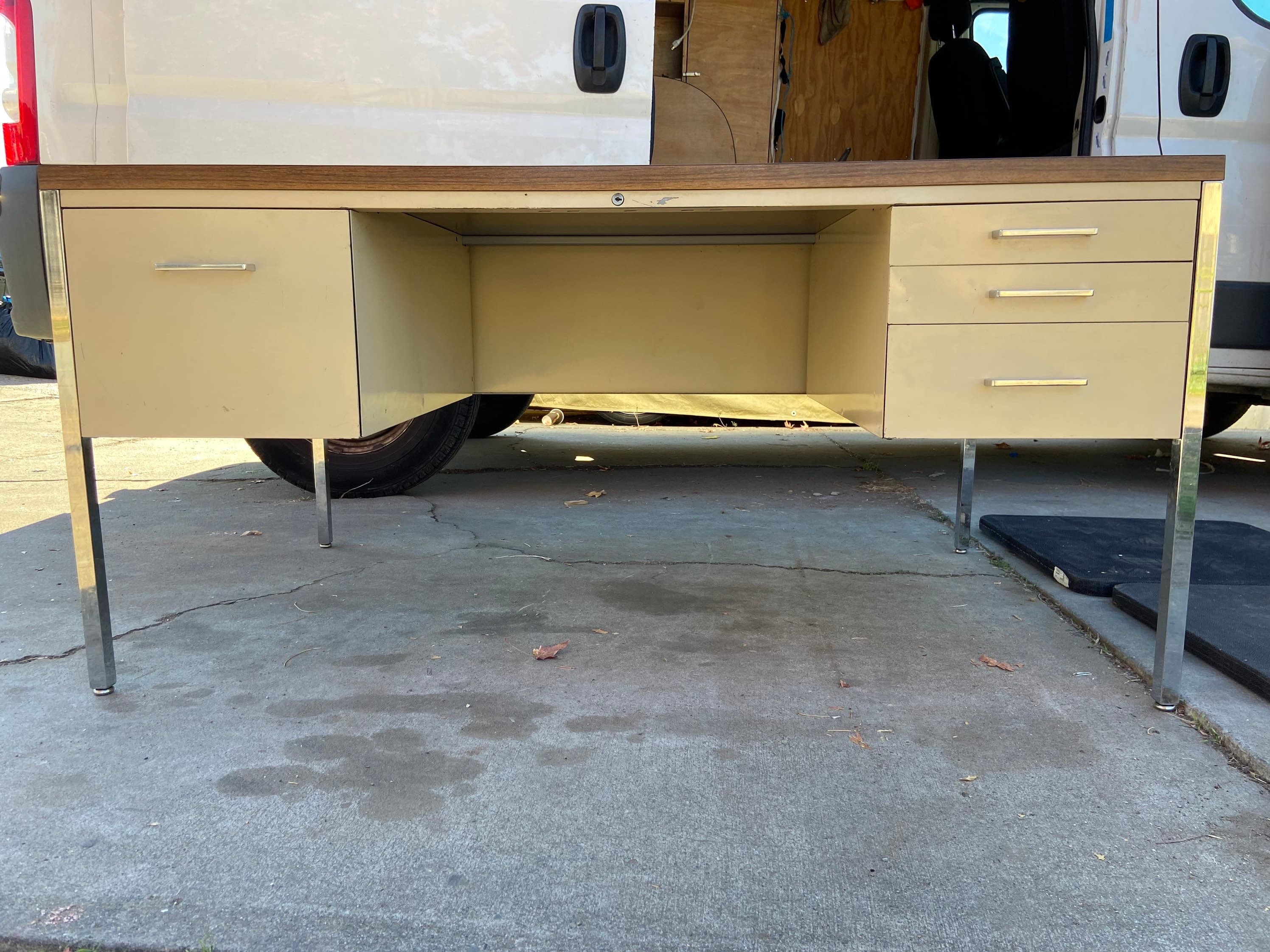 All steel brand vintage mid century modern metal tanker desk - Image 1