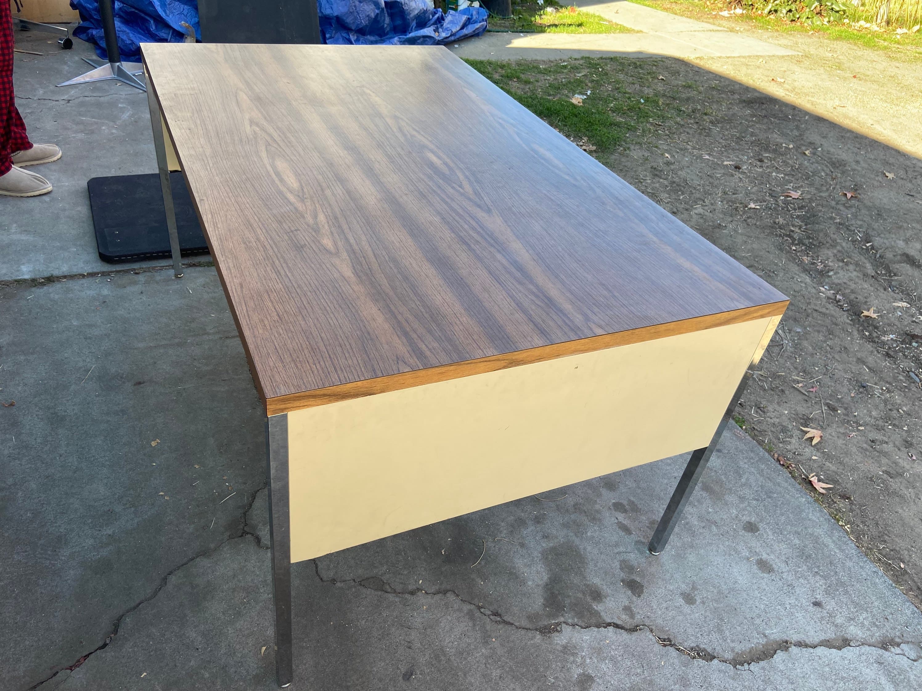 All steel brand vintage mid century modern metal tanker desk - Thumbnail 4