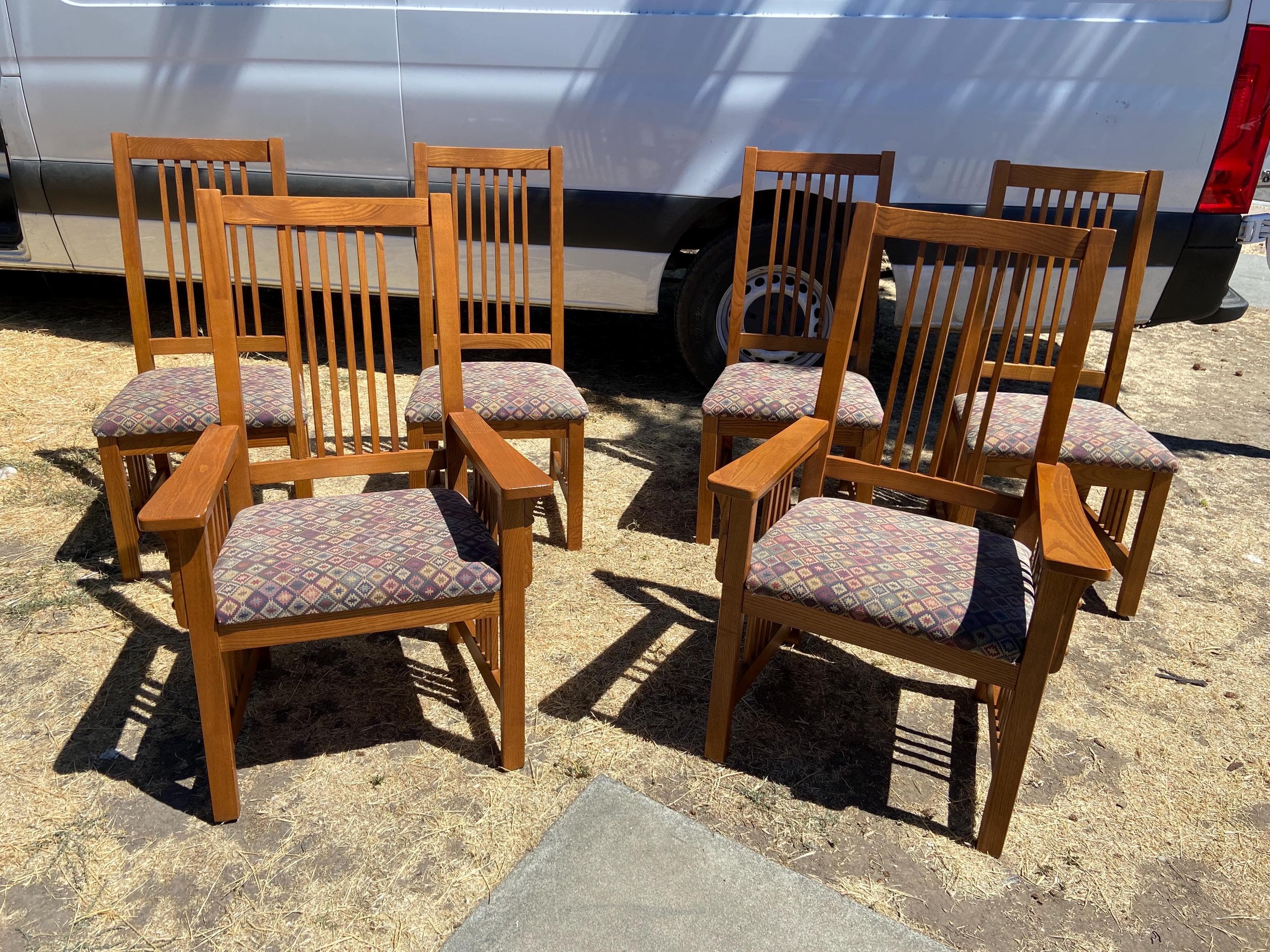 late 20th century basset furniture mission arts & crafts oak dining chairs set of 6 - Thumbnail 2