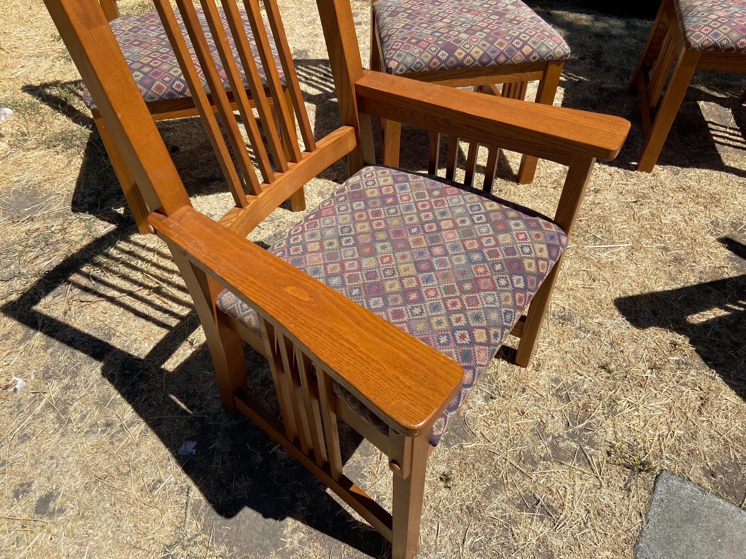 late 20th century basset furniture mission arts & crafts oak dining chairs set of 6 - Thumbnail 6