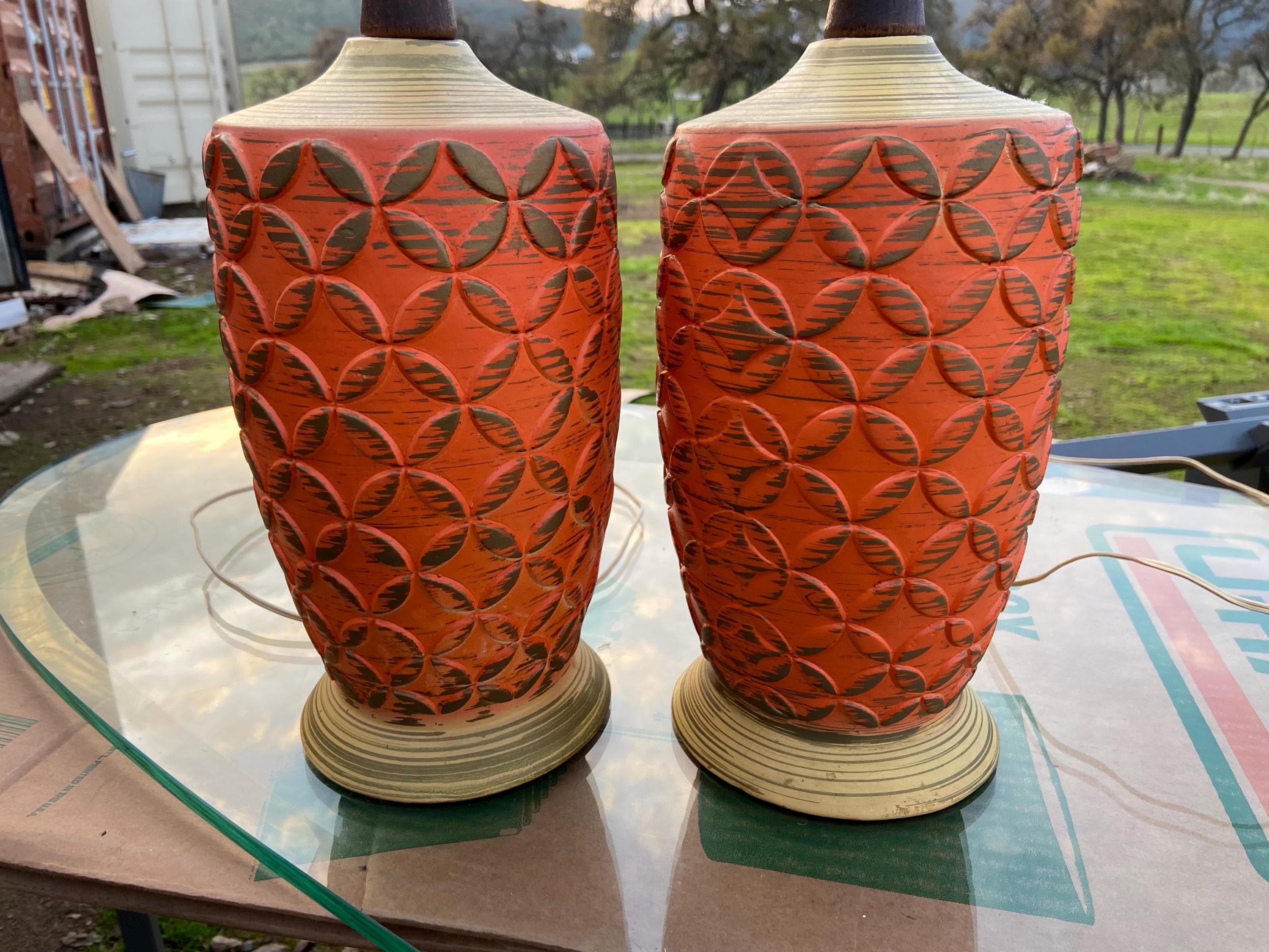 vintage mid century modern ceramic table lamps - Thumbnail 3