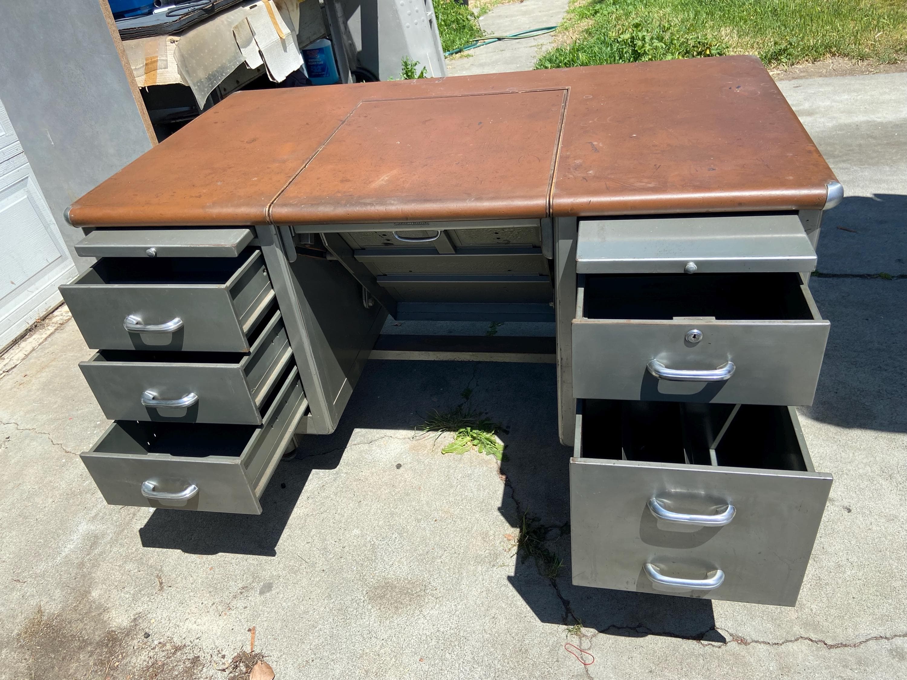 Shaw walker typewriter tanker metal desk - Thumbnail 3