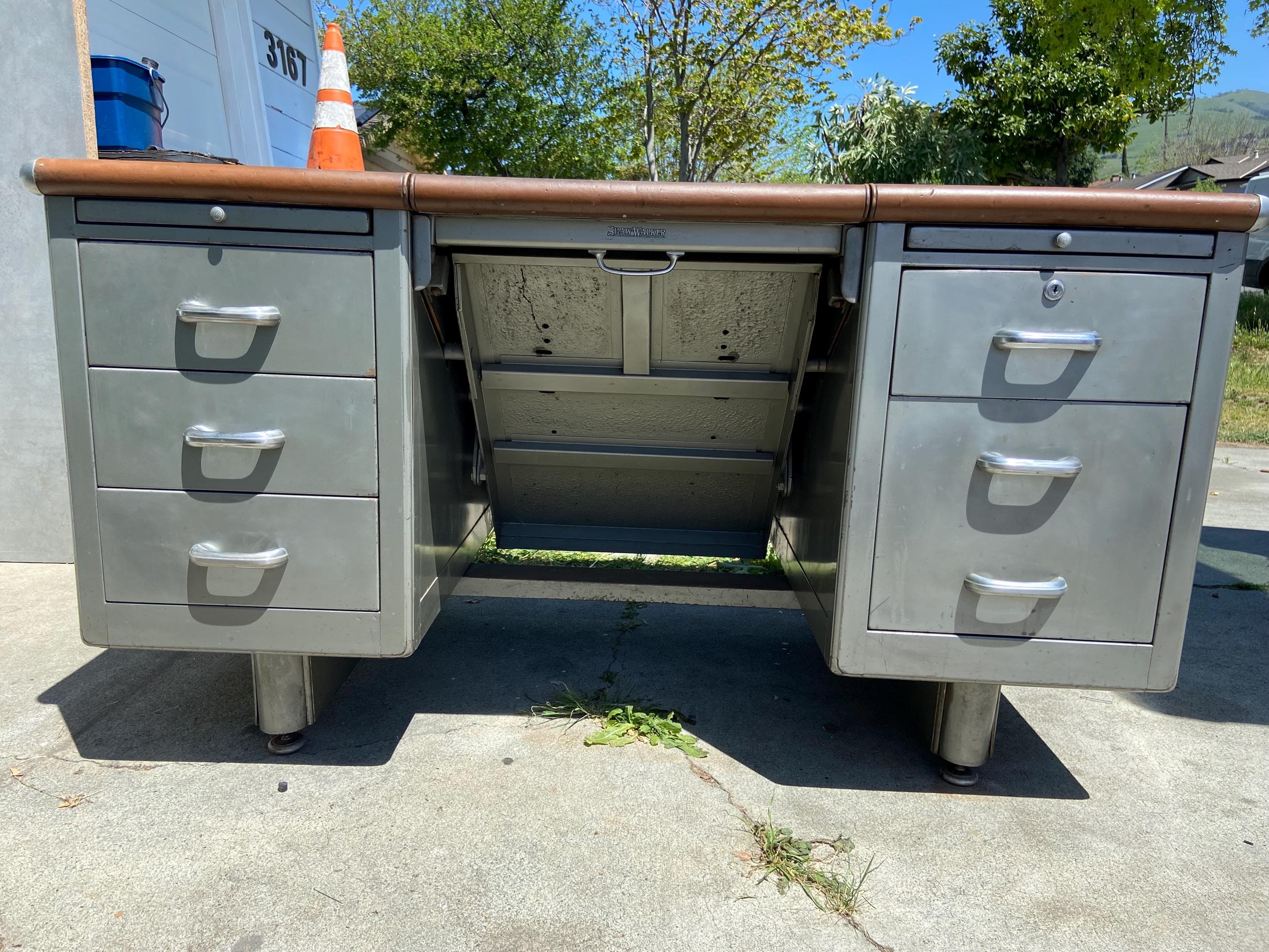 Shaw walker typewriter tanker metal desk - Thumbnail 4