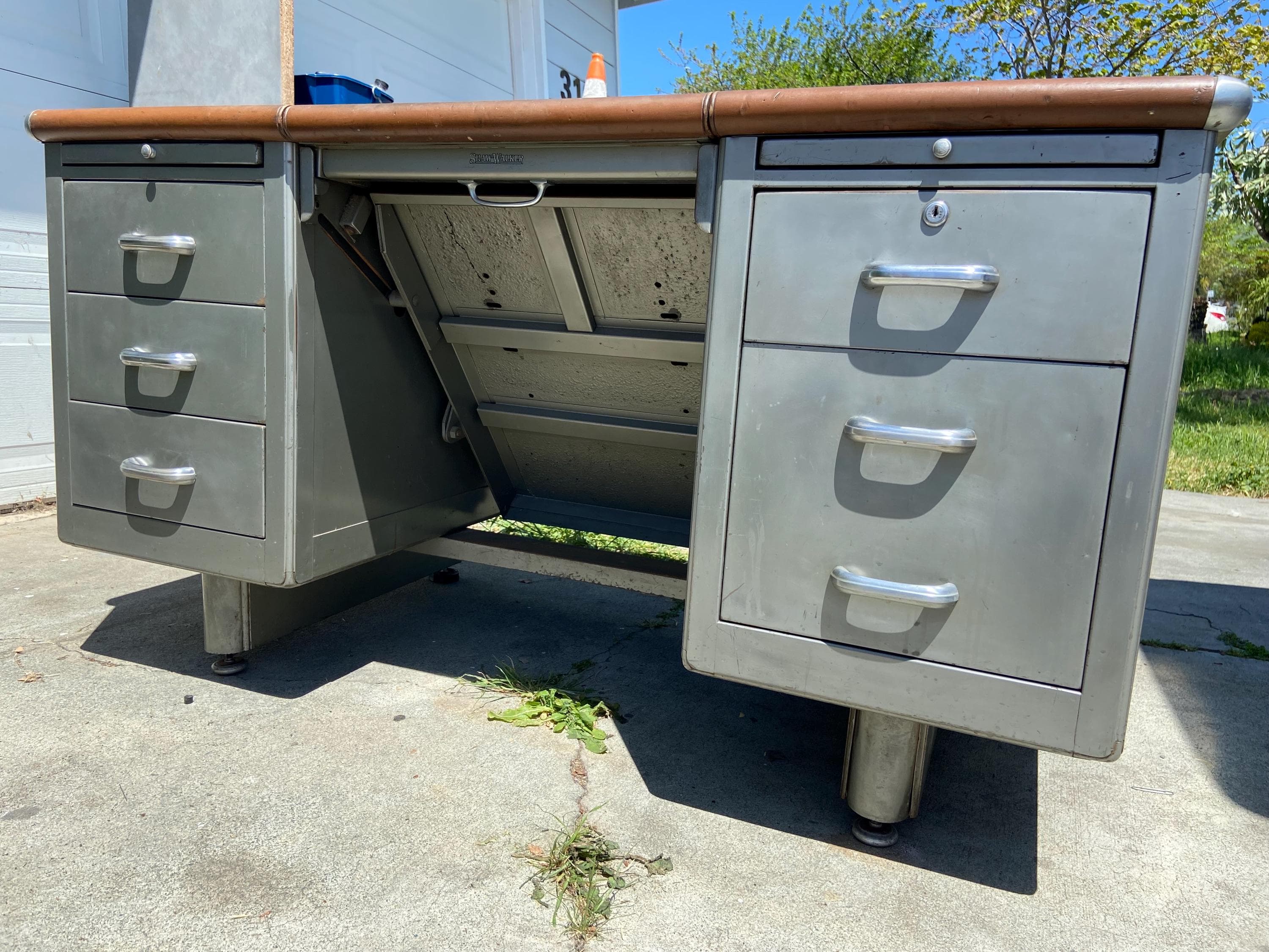 Shaw walker typewriter tanker metal desk - Thumbnail 2