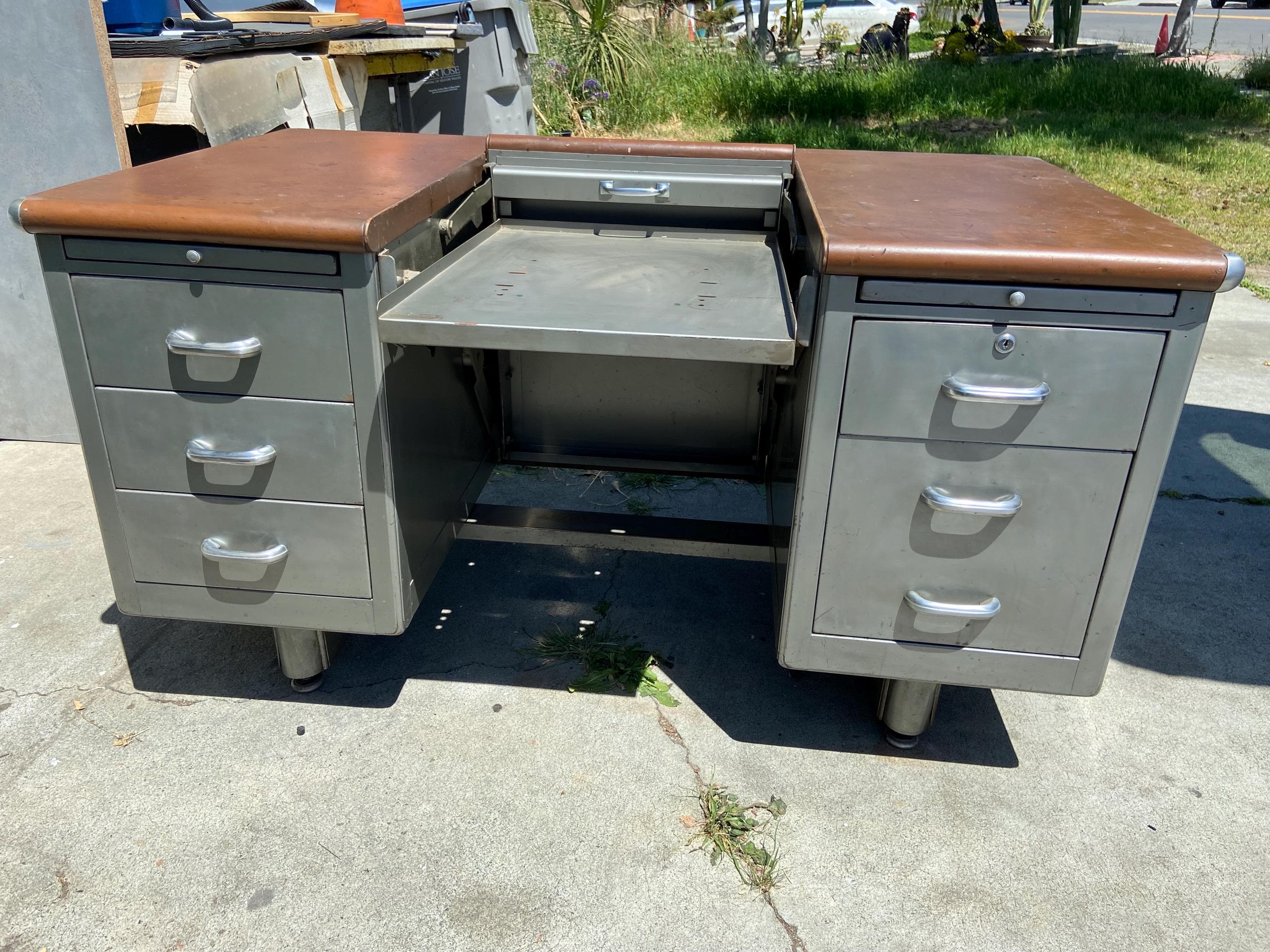 Shaw walker typewriter tanker metal desk - Thumbnail 9