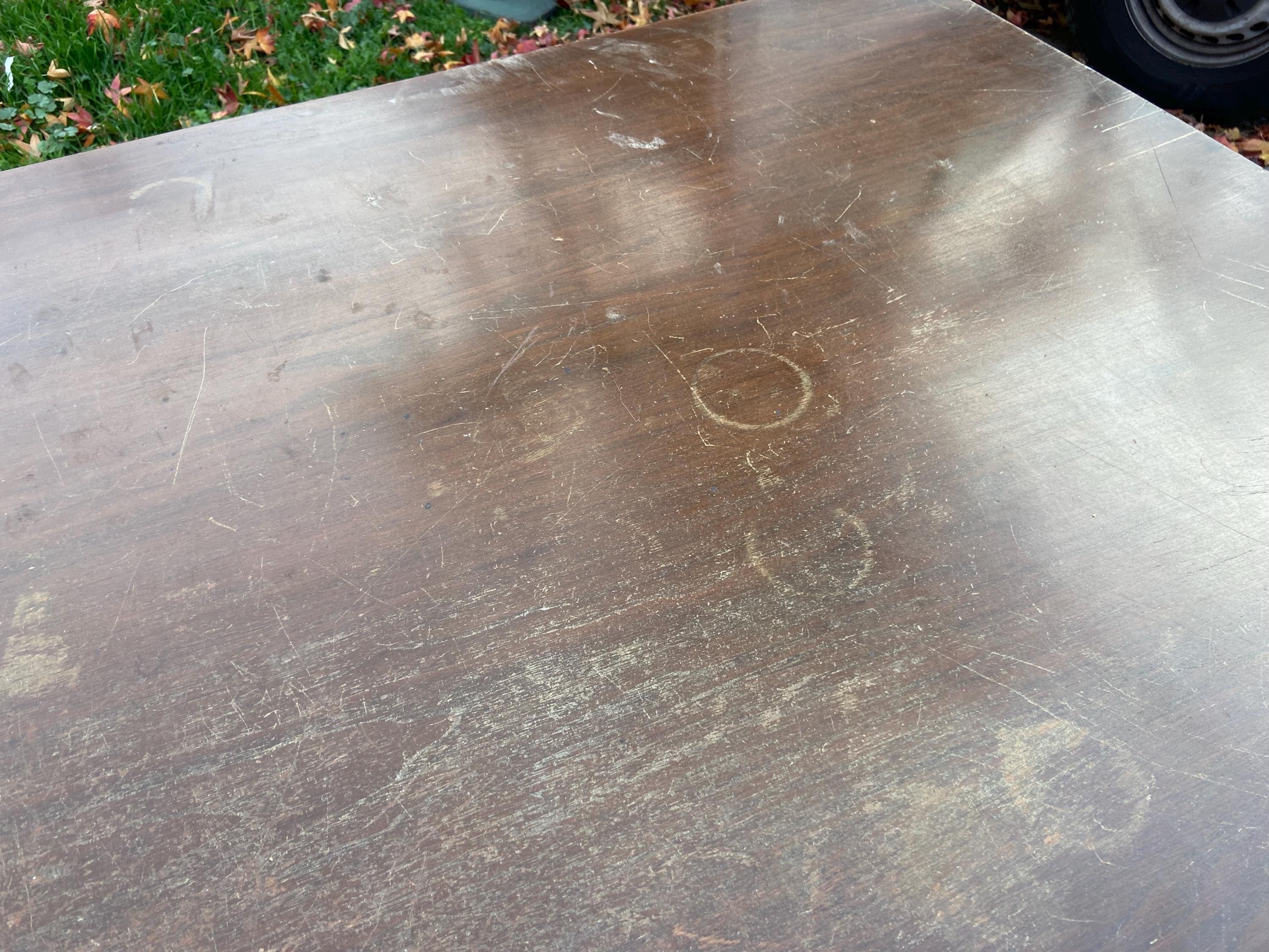 Antique Vintage Oak Library Teachers Arts & Crafts Desk Table - Thumbnail 2