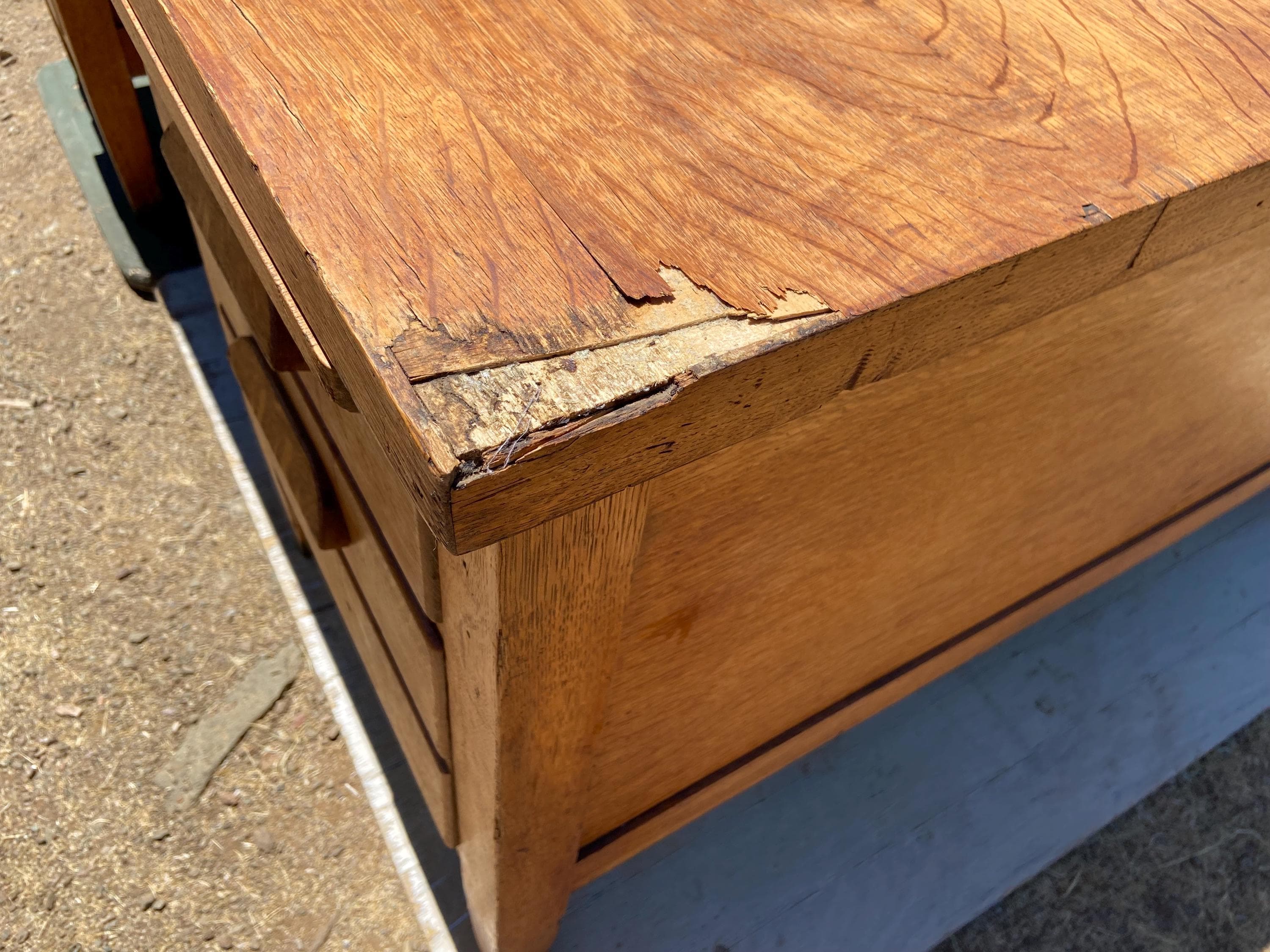 antique Rucker fuller oak partners desk needs restoration - Thumbnail 2