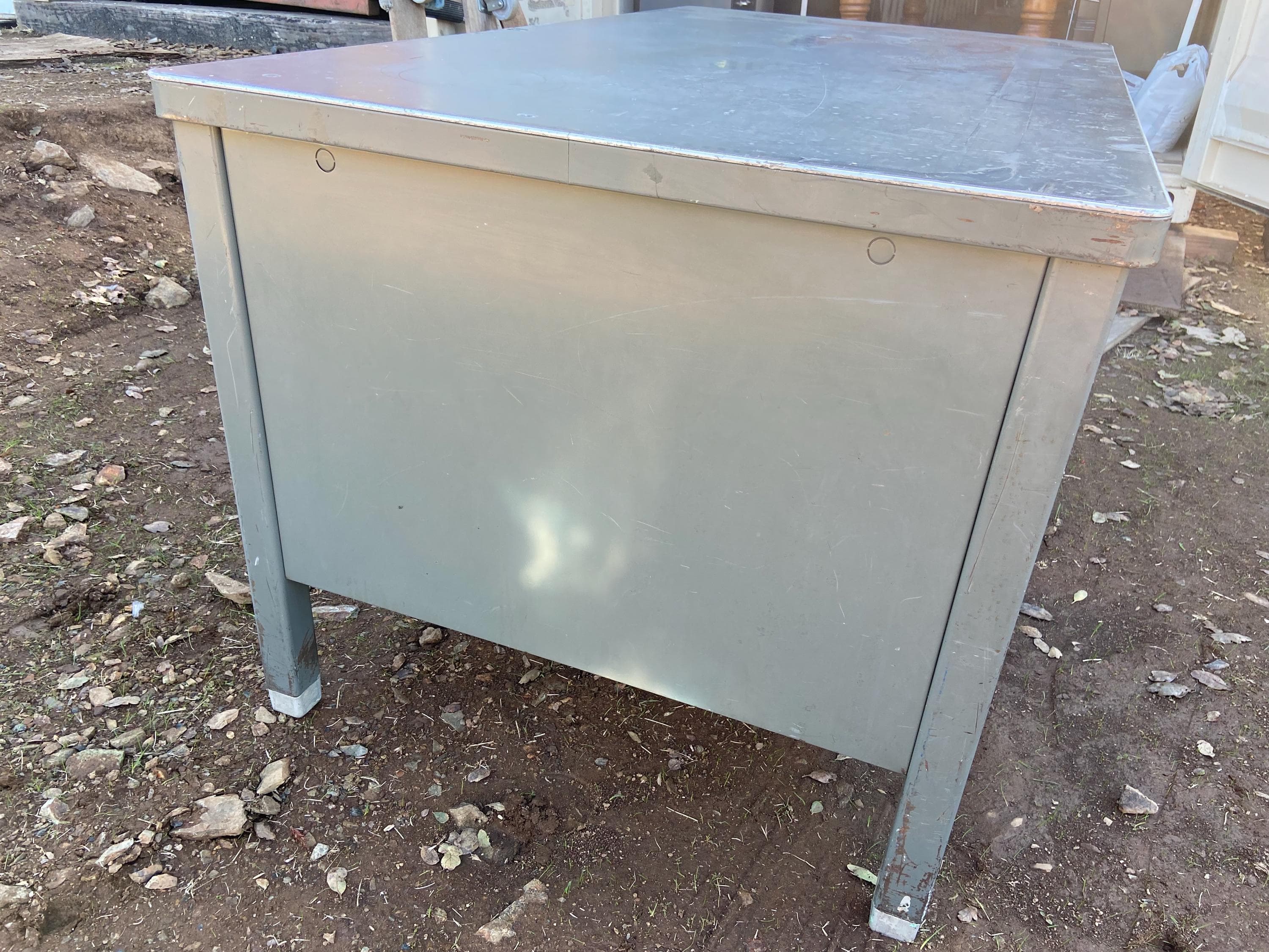 vintage mid century modern metal tanker desk - Thumbnail 4