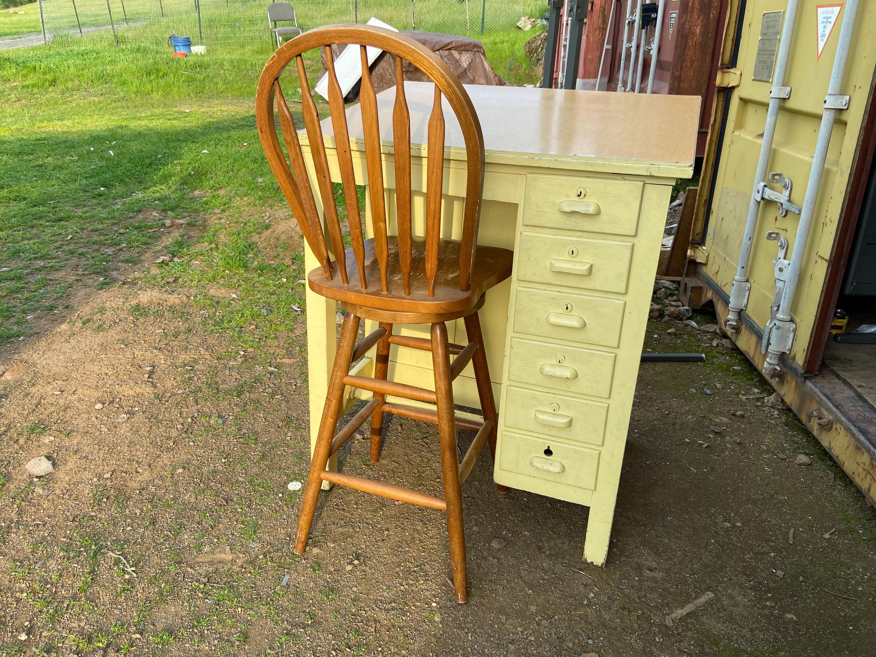 antique arts and crafts drafting table jeweler’s cabinet and chair - Thumbnail 3