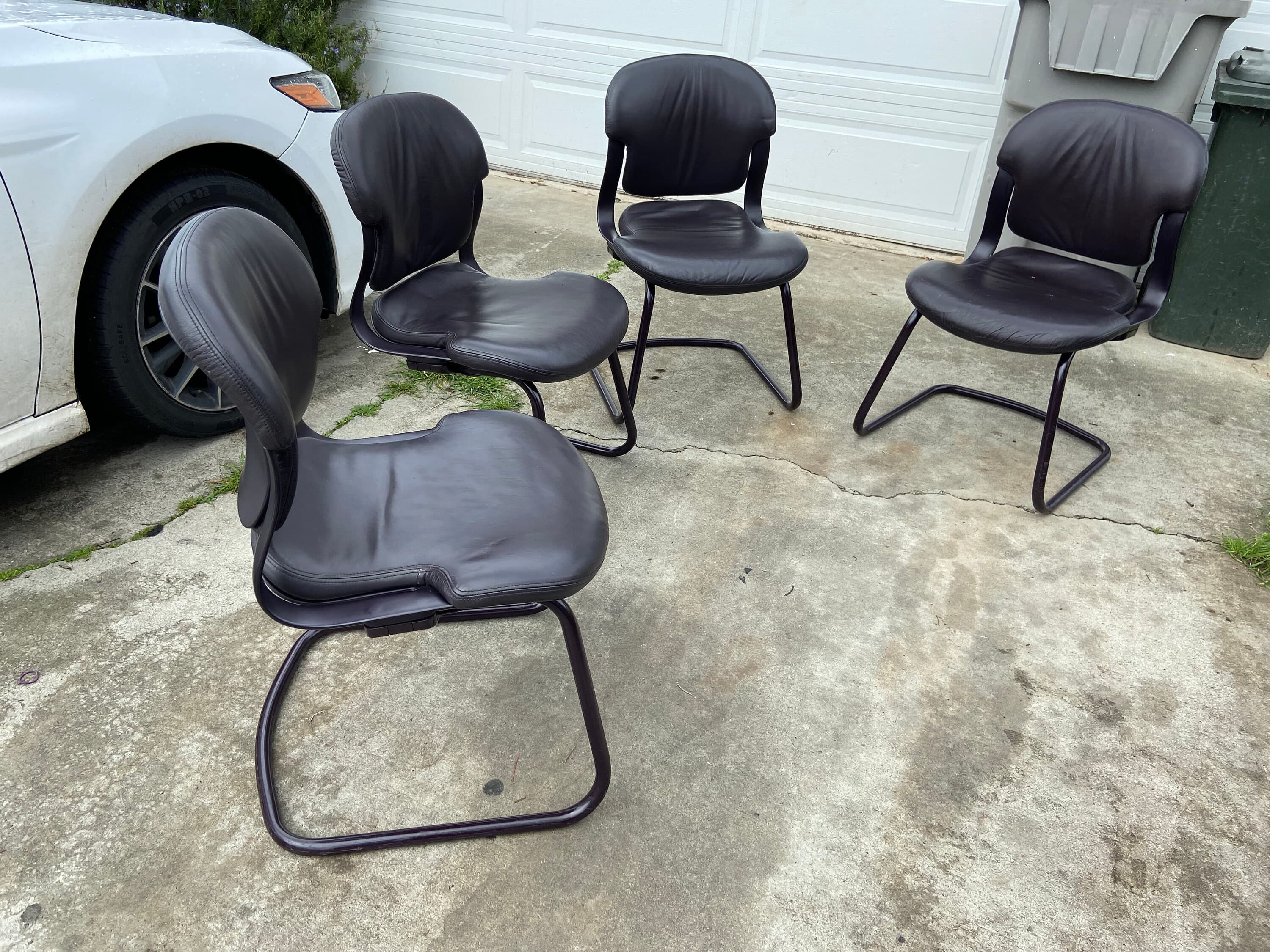 Vintage herman miller aqua leather side chairs - Thumbnail 2