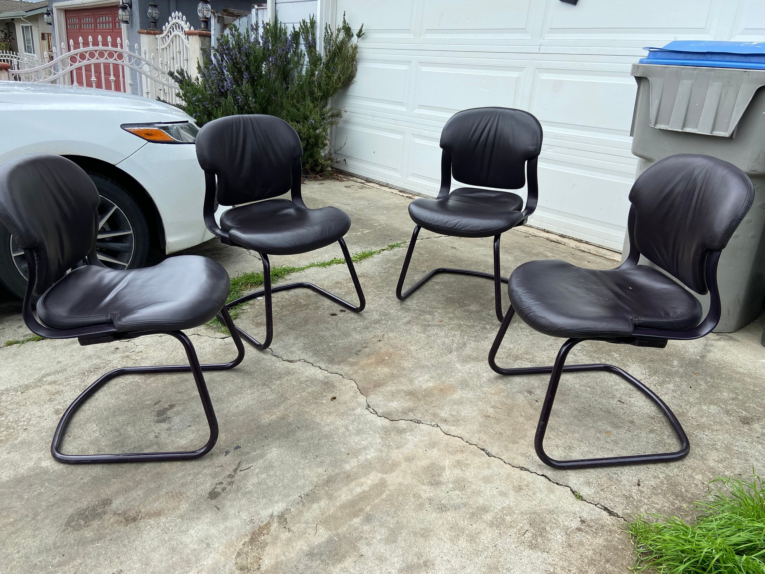 Vintage herman miller aqua leather side chairs - Thumbnail 9