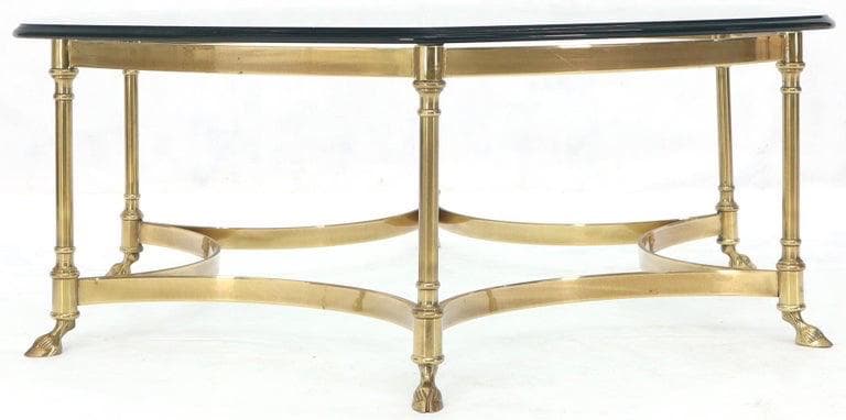 vintage mid century modern labarge style brass and glass coffee table Hollywood regency period - Thumbnail 5
