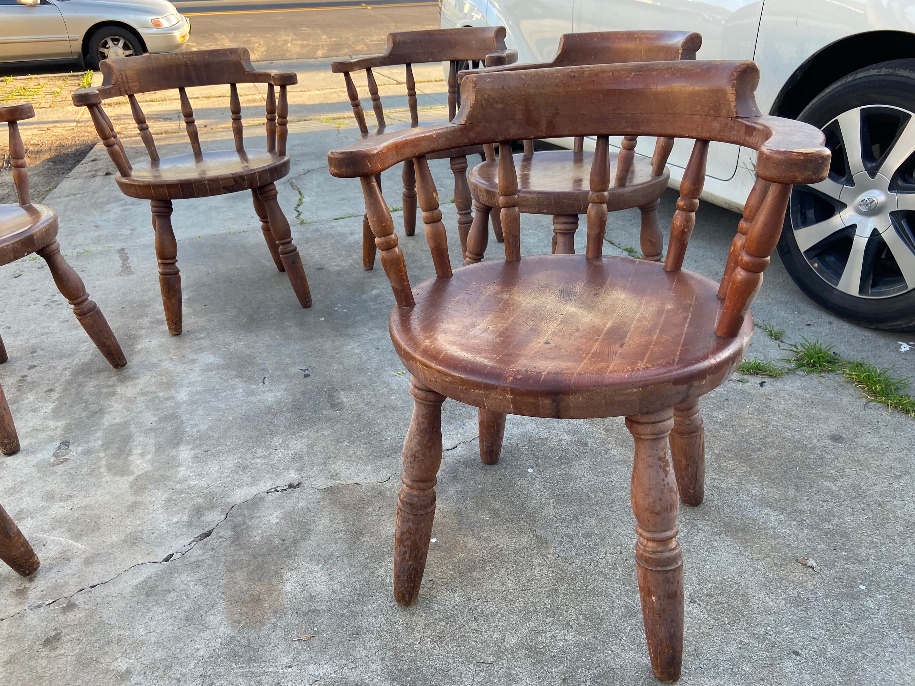 Antique butcher block tavern dining chairs set of 6 - Thumbnail 8