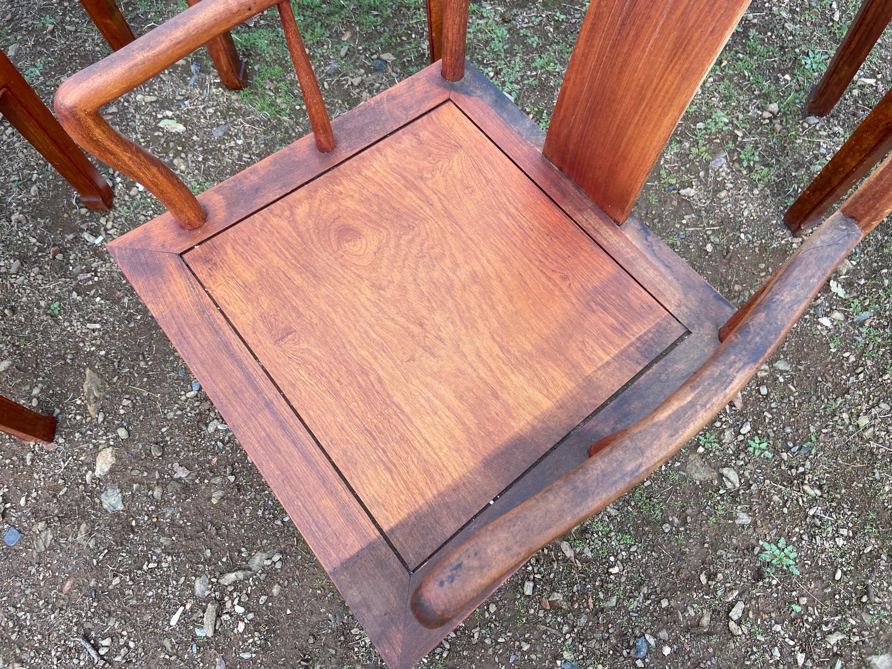 antique Chinese rosewood dining room chairs set of 8 need restoration and repair - Thumbnail 6