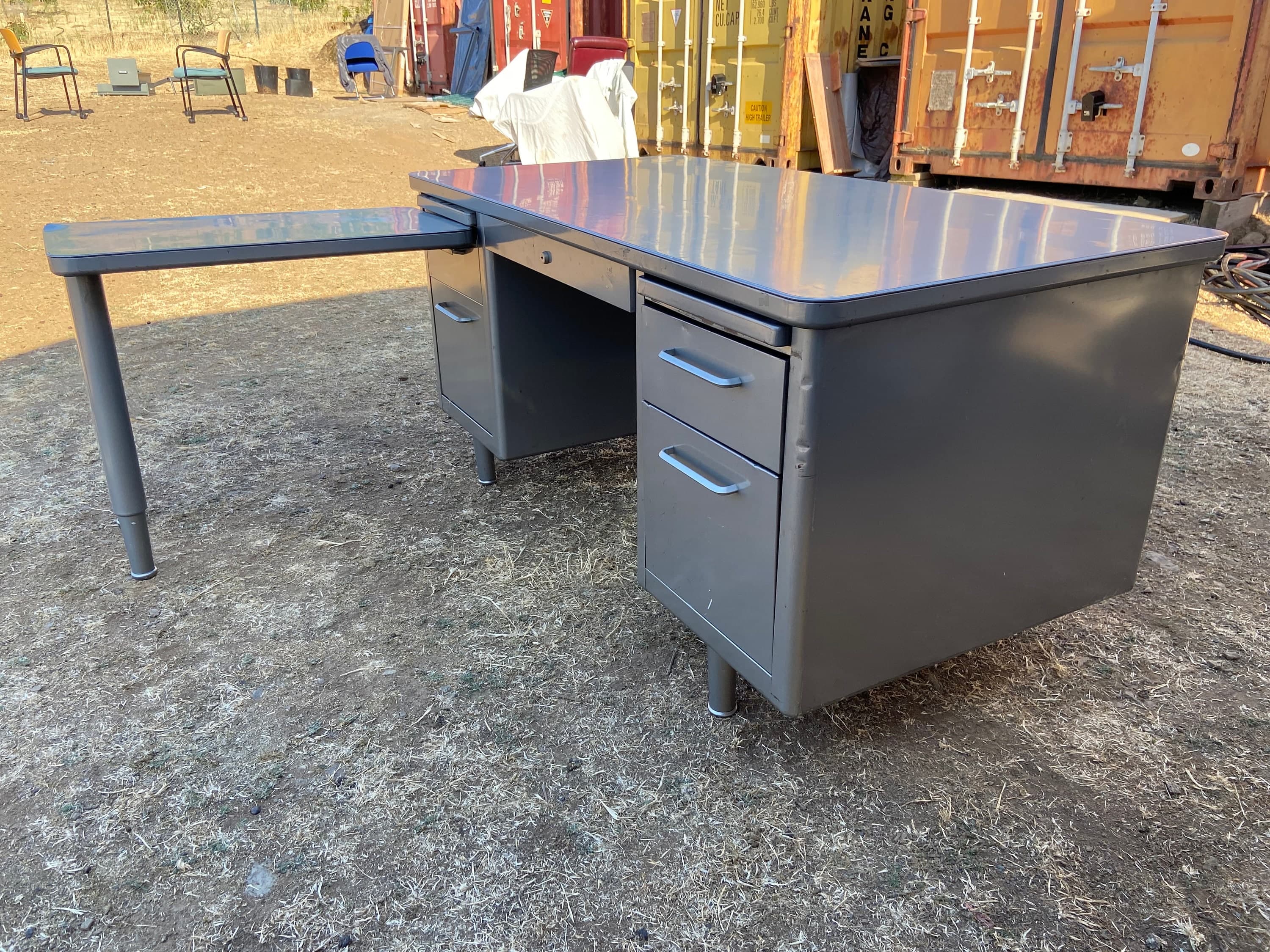 Steelcase vintage mid century modern L shape desk with return - Thumbnail 8