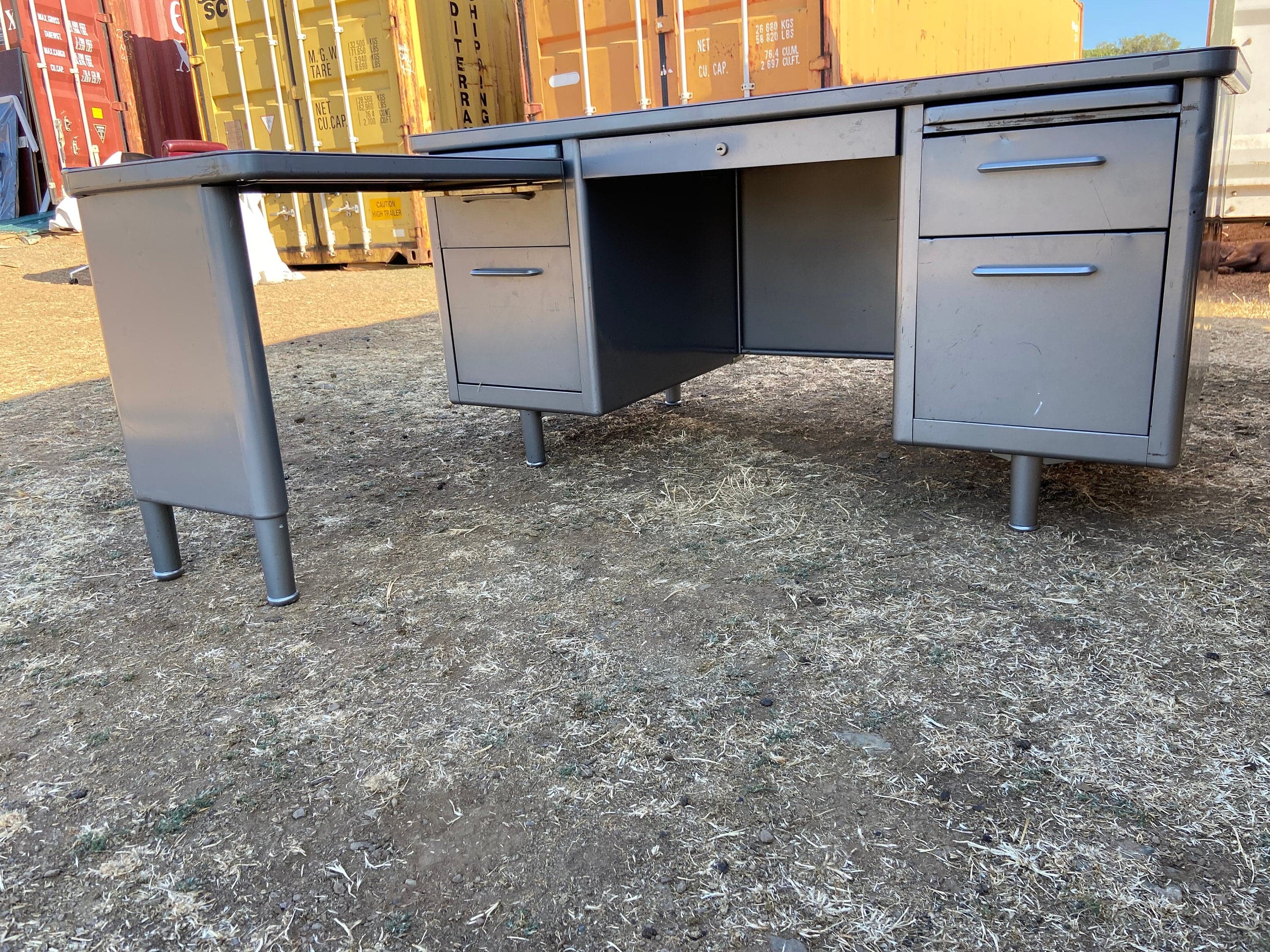 Steelcase vintage mid century modern L shape desk with return - Thumbnail 10