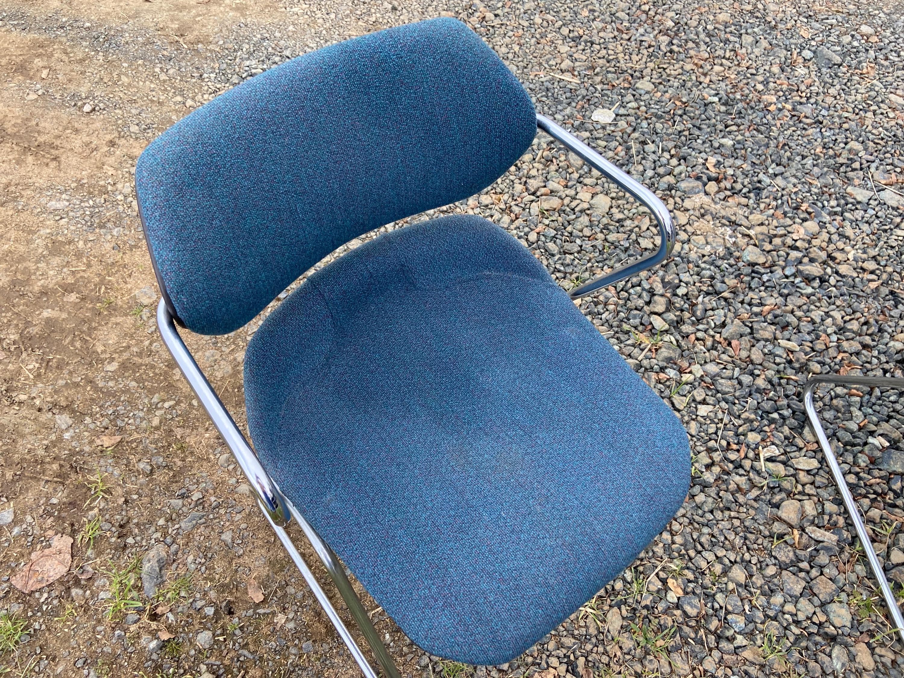 Vintage Mid Century Modern Acton Stacker fabric Cantilevered Side Chairs Set Of 8 - Thumbnail 6