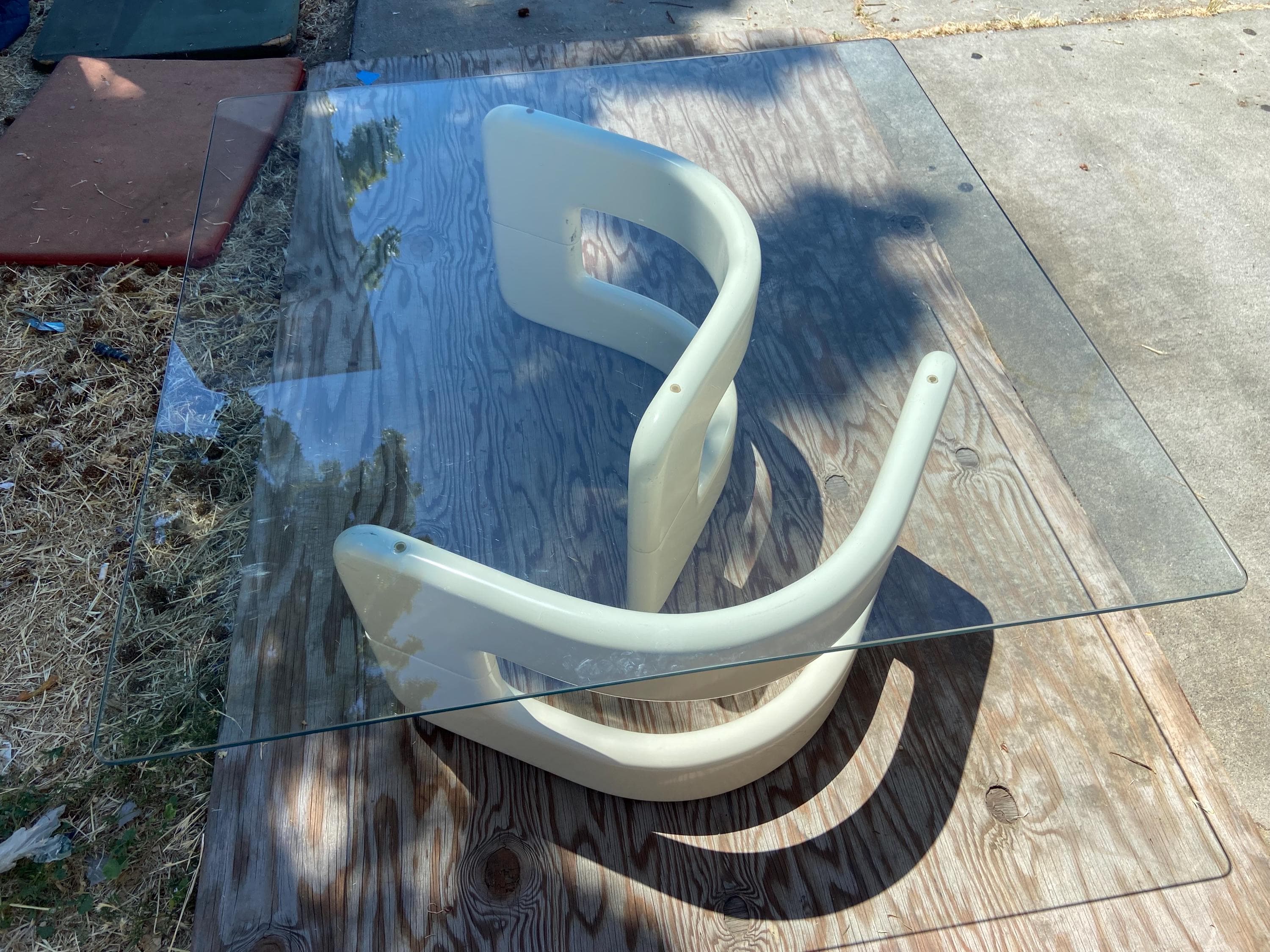 space age Hollywood regency glass coffee table - Thumbnail 6