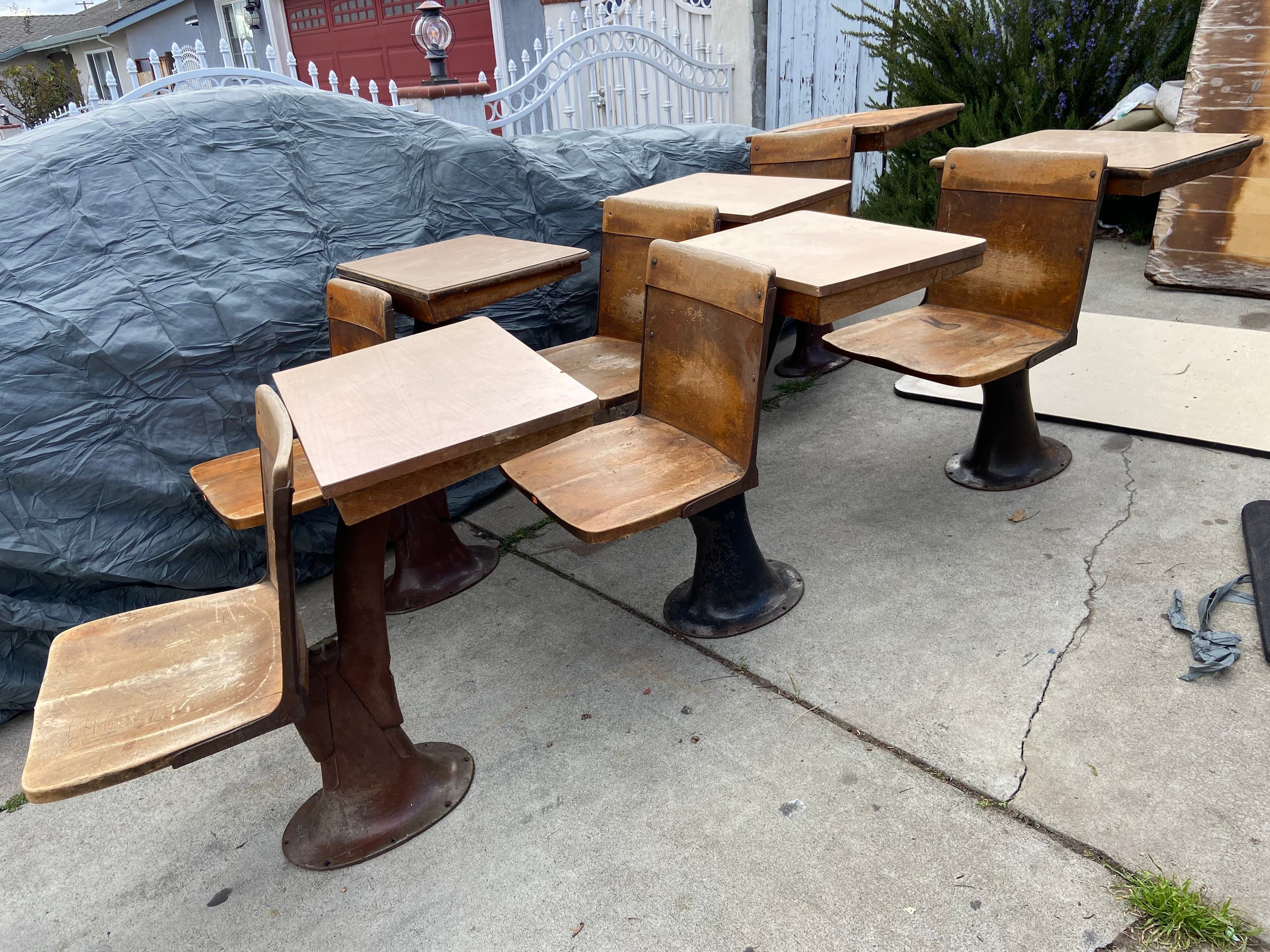 1920’s antique school desks chairs - Thumbnail 2