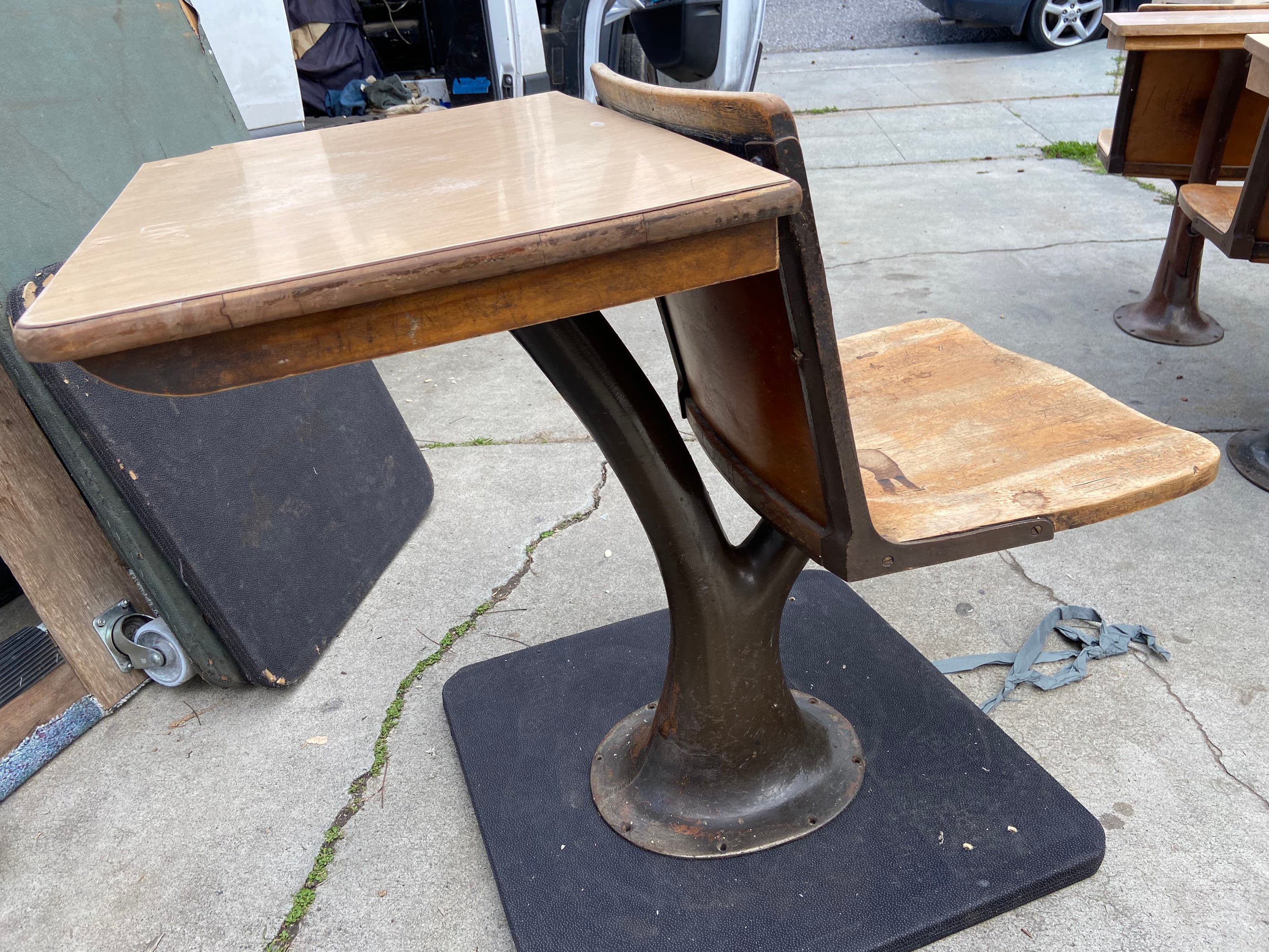 1920’s antique school desks chairs - Thumbnail 4