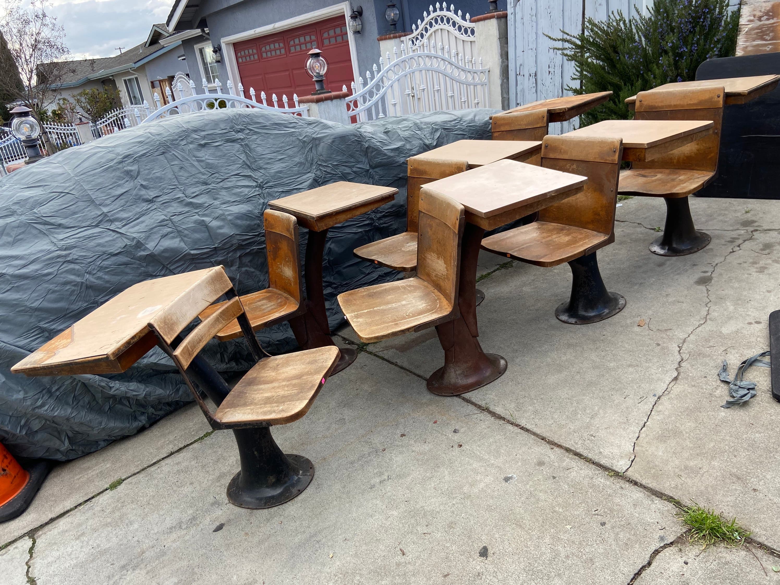 1920’s antique school desks chairs - Thumbnail 5