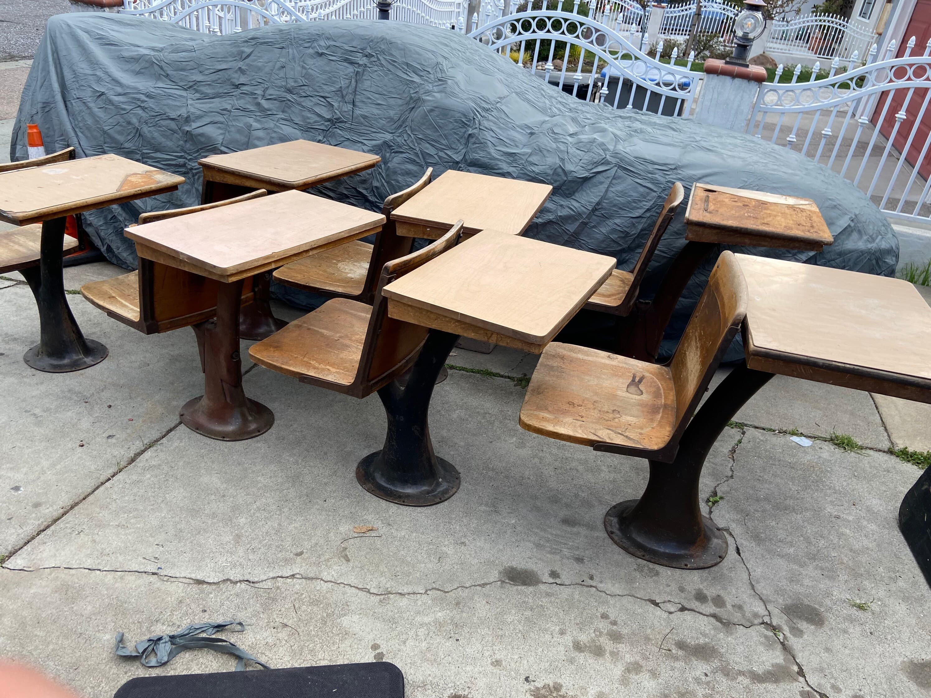 1920’s antique school desks chairs - Thumbnail 7