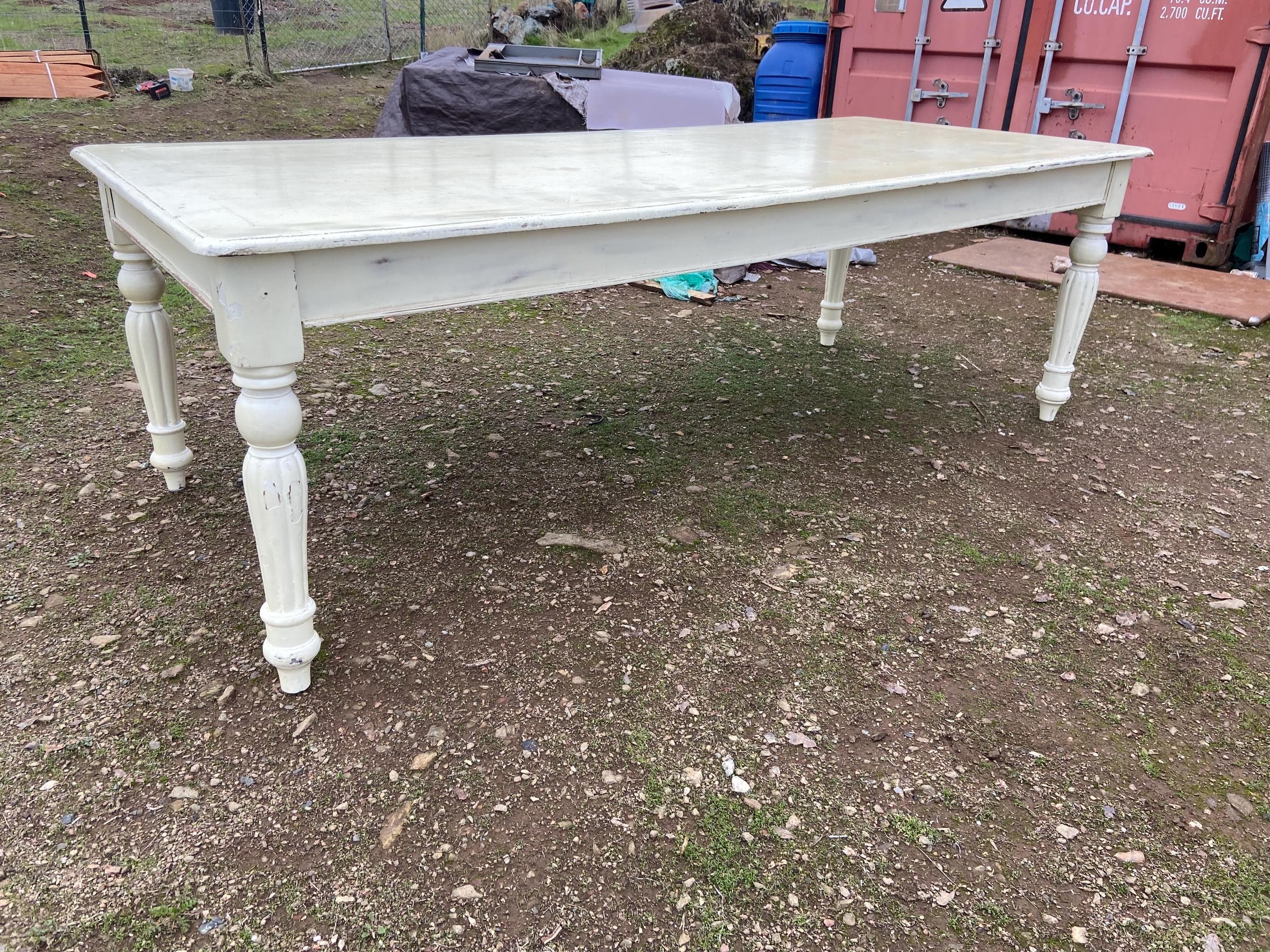 Antique Rustic Pine Farmhouse Shabby  Chick Dining Room Kitchen Table - Image 1