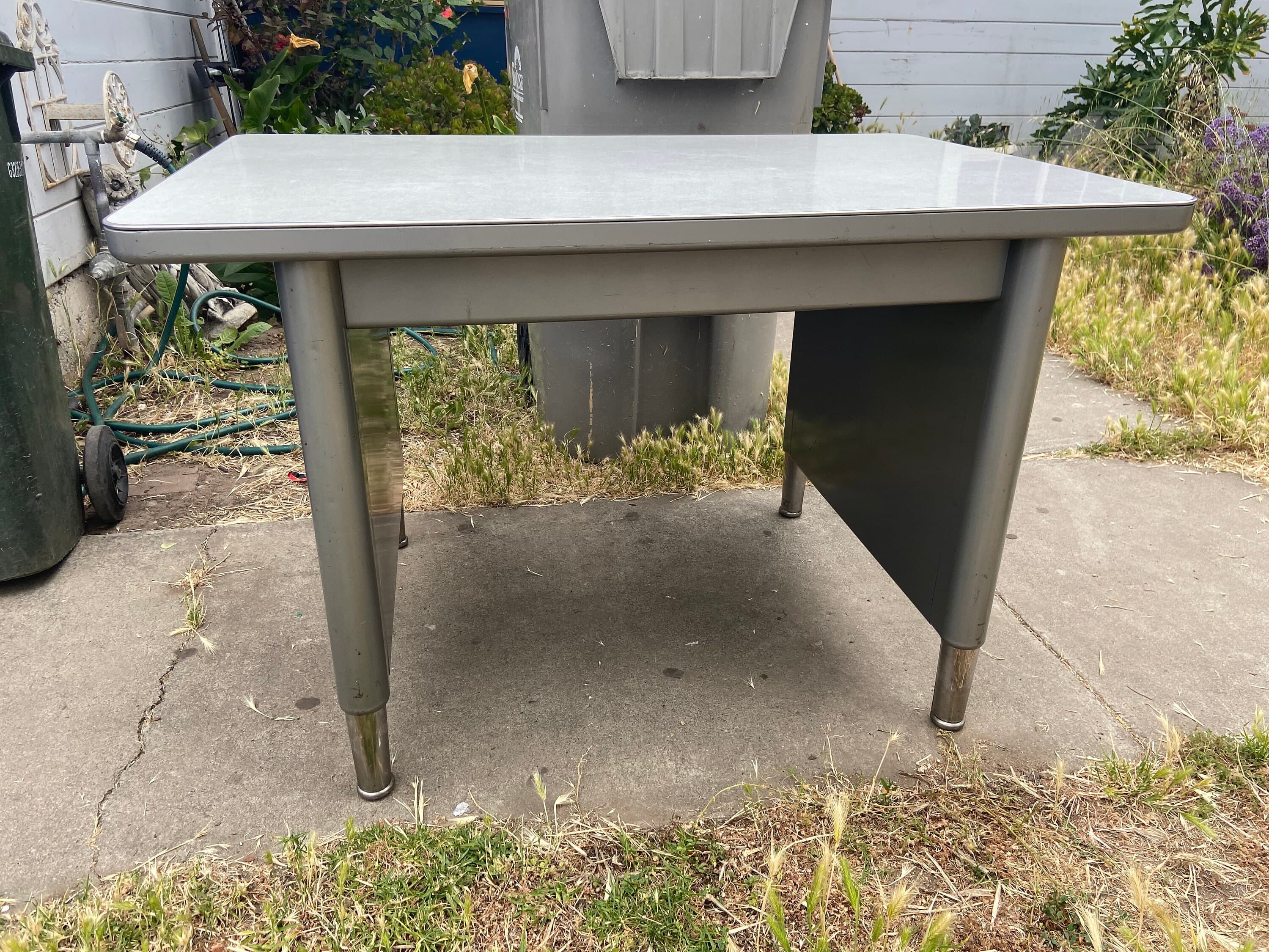 Vintage mid century modern metal desk table - Thumbnail 3