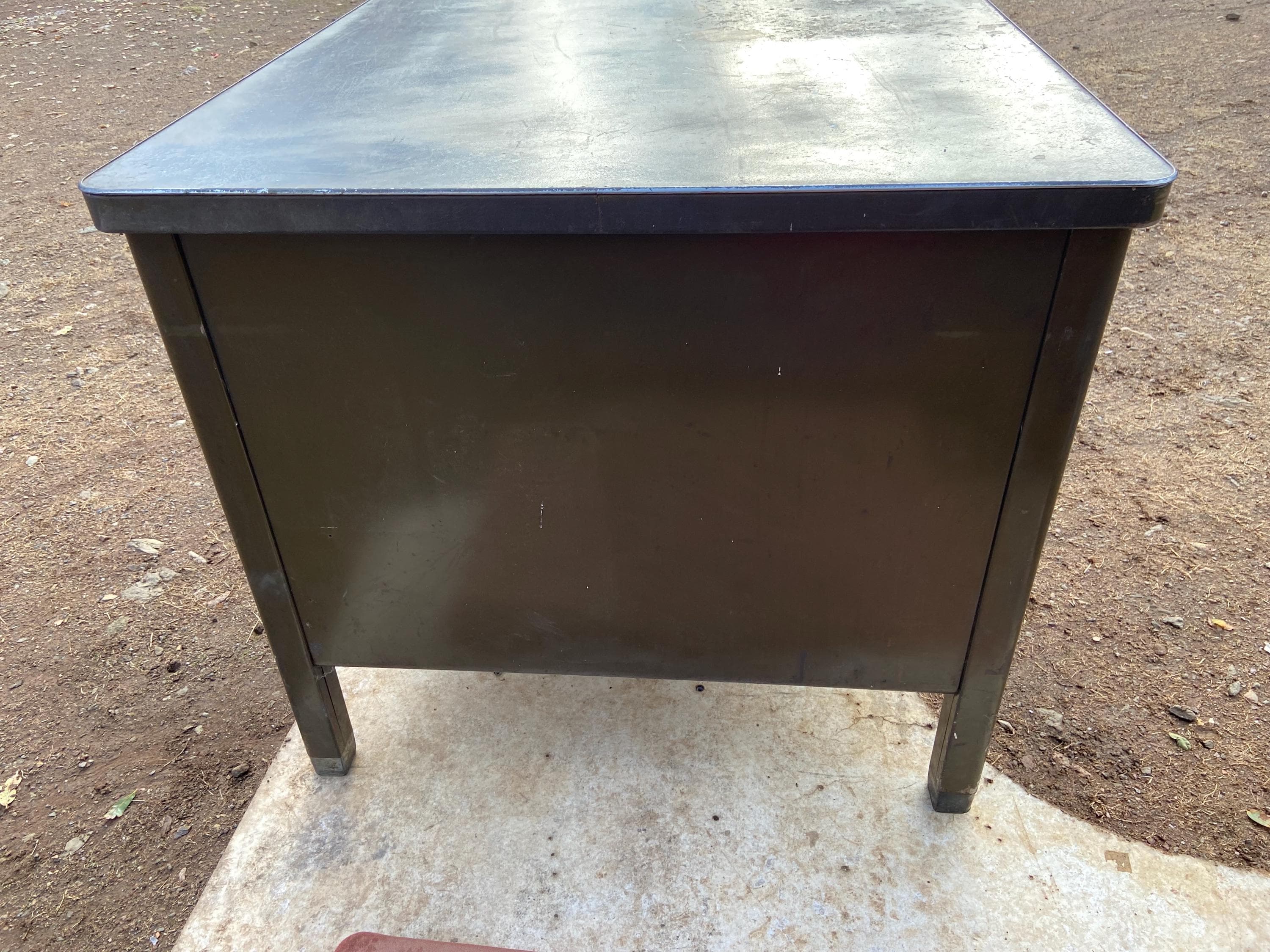 General fireproofing company Vintage mid century modern metal tanker desk needs restoration - Thumbnail 9